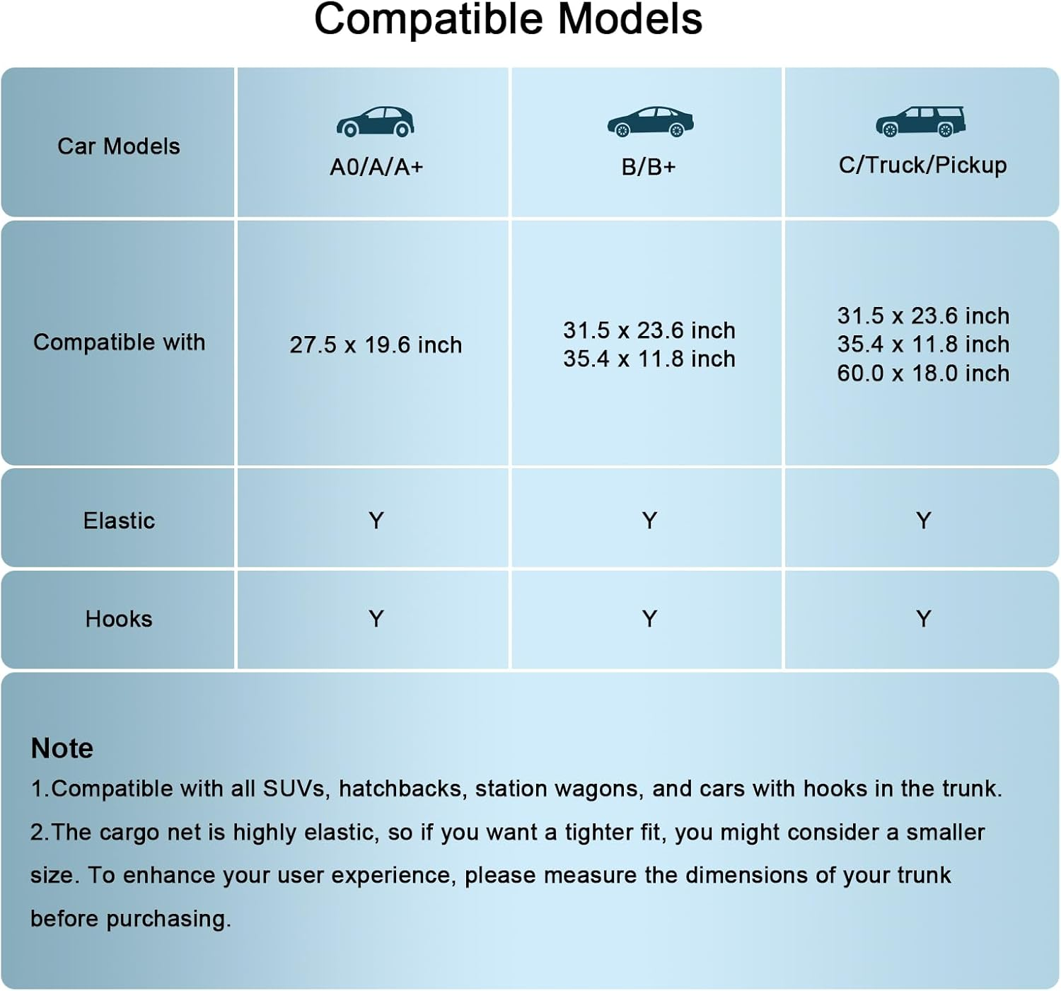 Elastic Cargo Net for SUV, Car Trunk Net Organizer with ABS Hook Storage Mesh Cargo Nets 70 X 50 Cm for Truck Bed Tailgate Netting Accessories image number 6