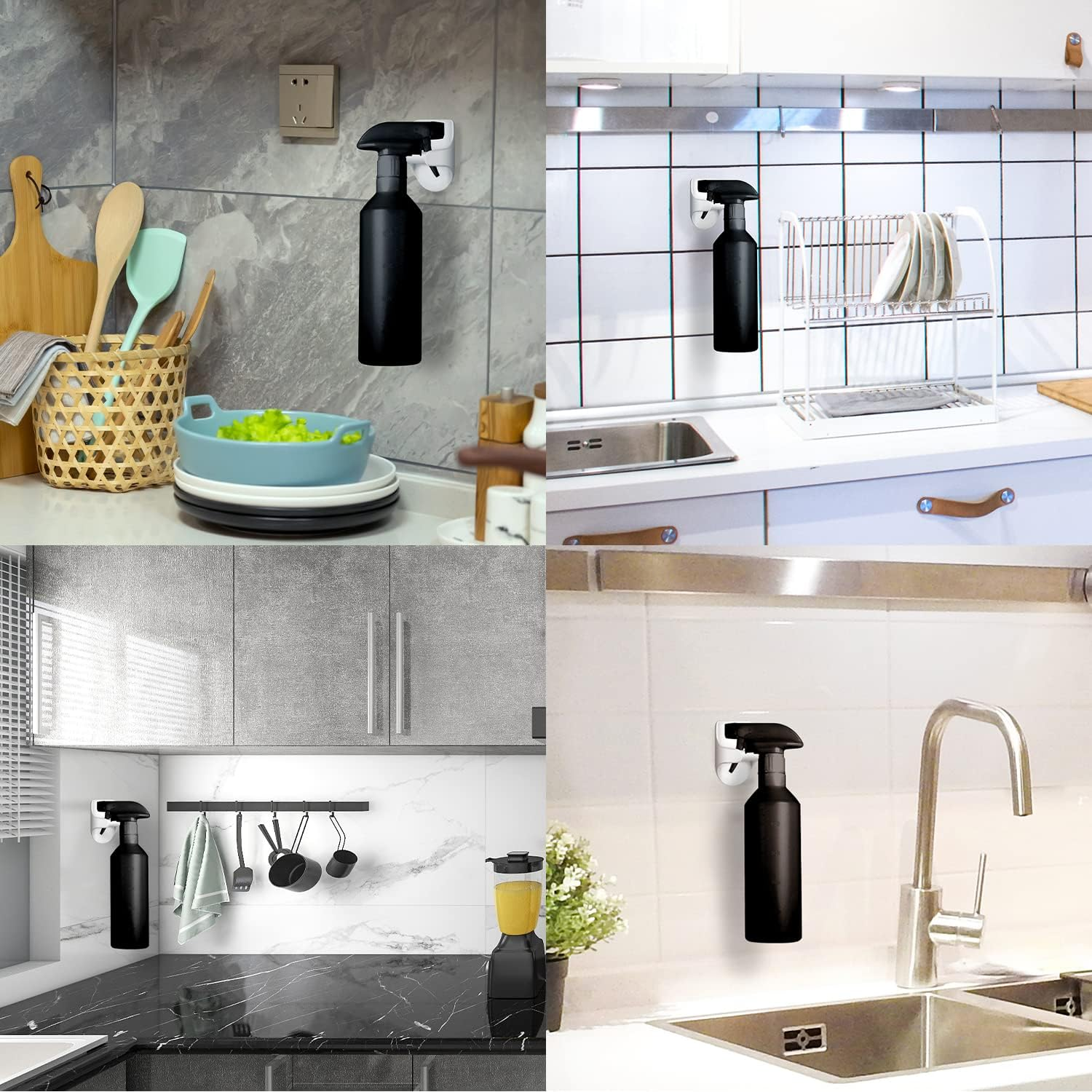 LUTER 8Pcs Spray Bottle Hooks for Cabinet, Adhesive Spray Bottle Hanger Hooks Wall Mount Spray Can Holder for Storage Rack Cabinet Kitchen Extra Storage Space Organizer Hanger image number 5