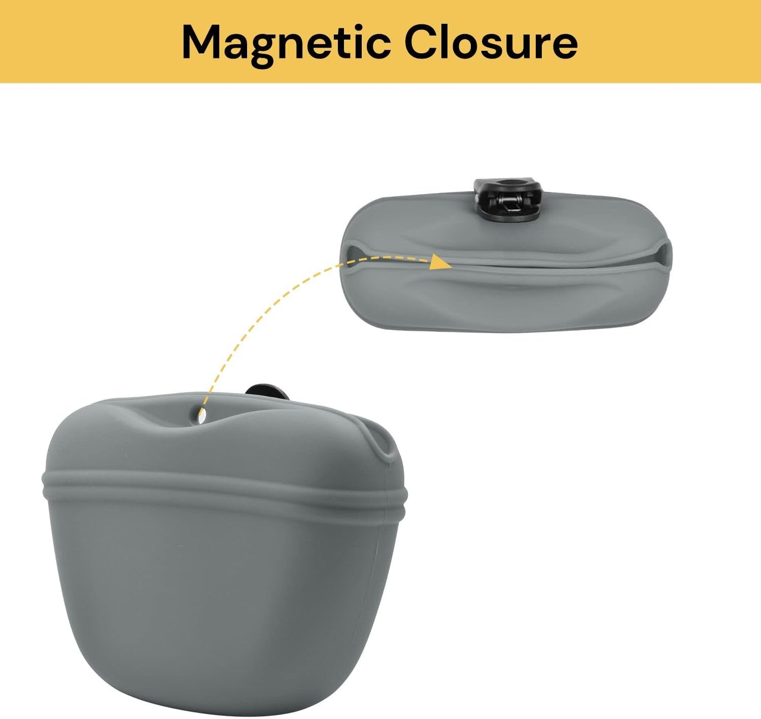 EZONEDEAL Silicone Dog Treat Pouch, Puppy Training Pouch, Clip on Portable Training Container, Small Training Bag-Portable Dog Treat Bag for Leash with Magnetic Closure Buckle Closing and Waist Clip (Grey) image number 2