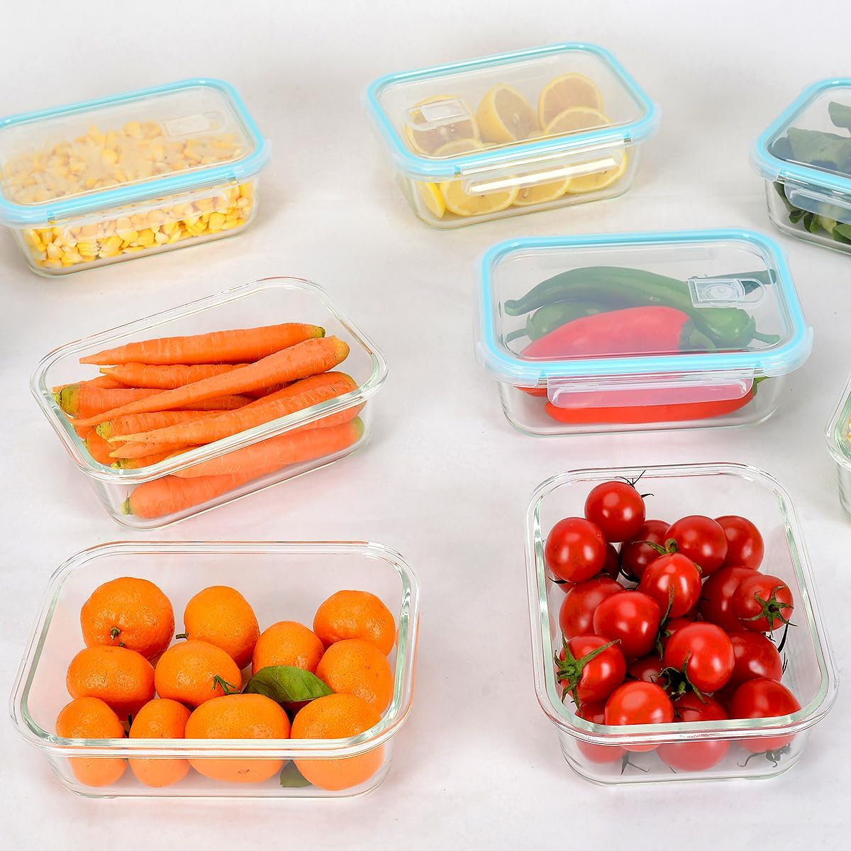 Anshine 10Pack Glass Food Storage Containers Set with Lids,Bpa-Free, Airtight & Leak-Proof Meal Prep Food Containers, Lunch Box Safe for Microwave, Oven, Dishwasher Kitchen Storage image number 3