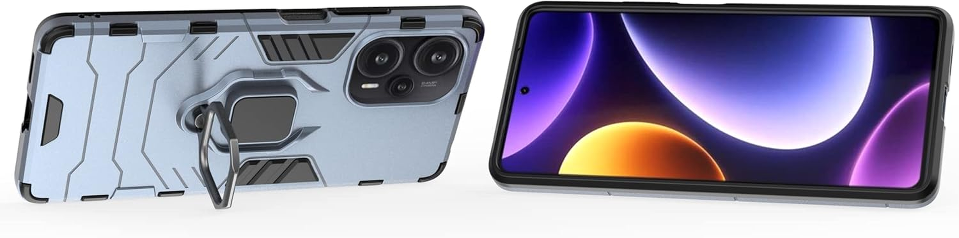 ESTH&reg; Compatible with Xiaomi Poco F5/Redmi Note 12 Turbo Case with 360&deg; Rotating Ring Stand Protective Case [For Mobile Phone Holder Car Magnet] Military Shockproof Mobile Phone Case, Blue image number 4