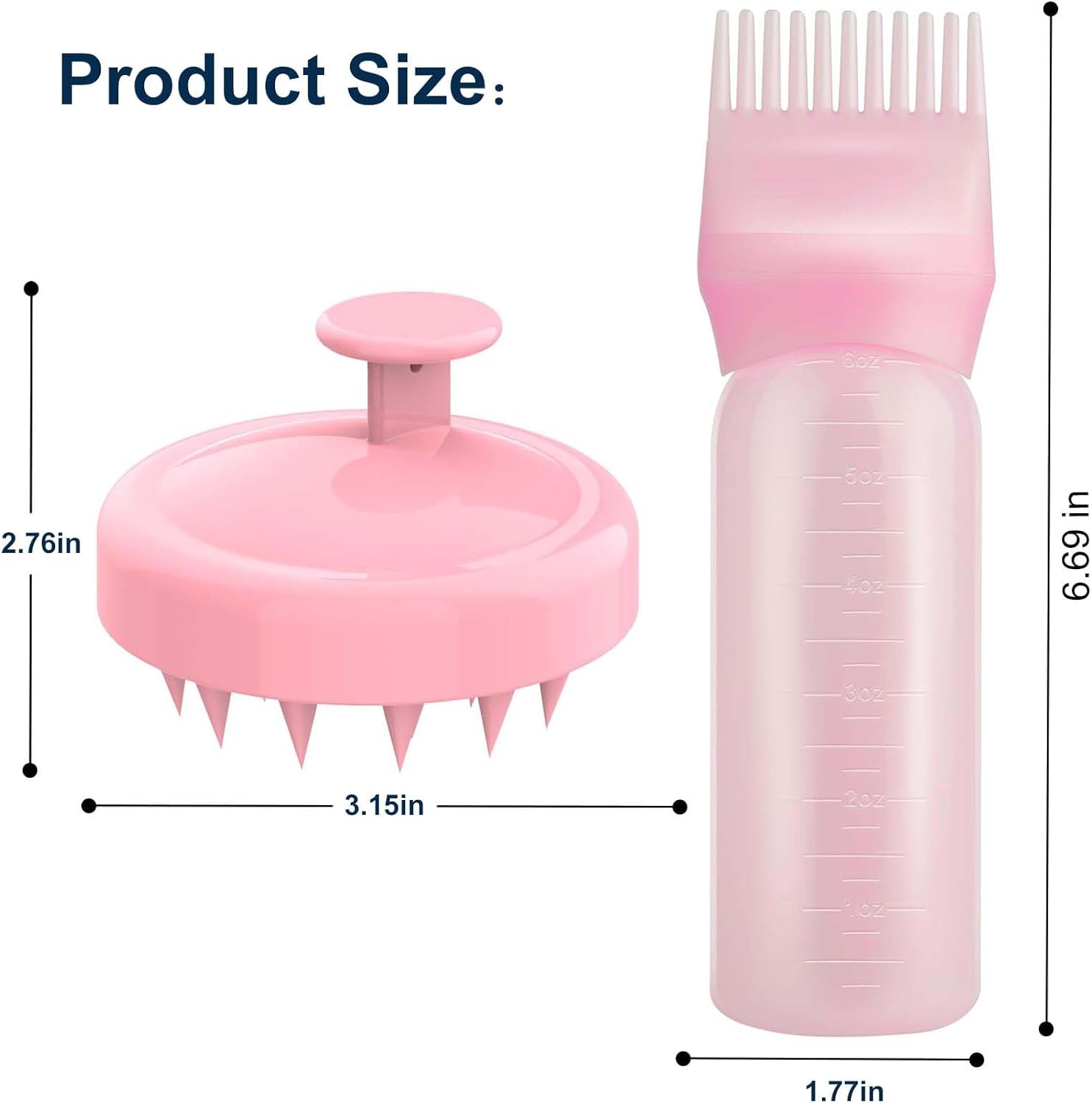 Root Comb Applicator Bottle,Scalp Massager Shampoo Brush+ Squeeze Comb Applicator Bottle with Graduated Scale Head Relaxation Tools for Home Salon Comb Applicators