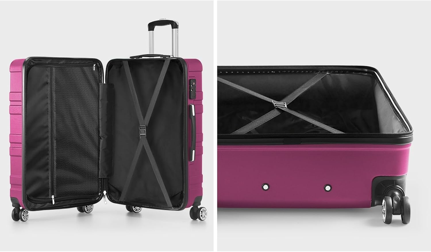Mazam Luggage 28" Suitcase Trolley Set with Lock Storage Hard Case for Travel, Magenta image number 3