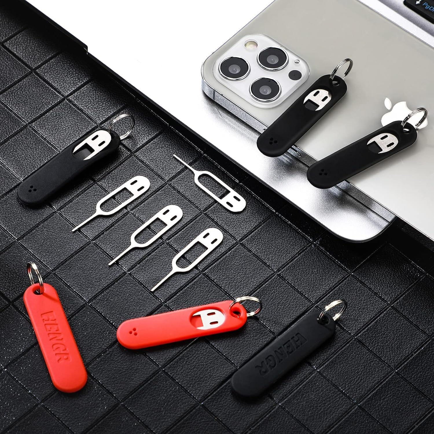 Sim Card Removal Tool Phone Chip Remover Sim Card Unlock Chip Card Pin Tool Sim Card Tray Eject Pin Removal Tools Needle Opener Ejector with Detachable Keychain Charm for Smart Phone, 3 Pieces image number 1
