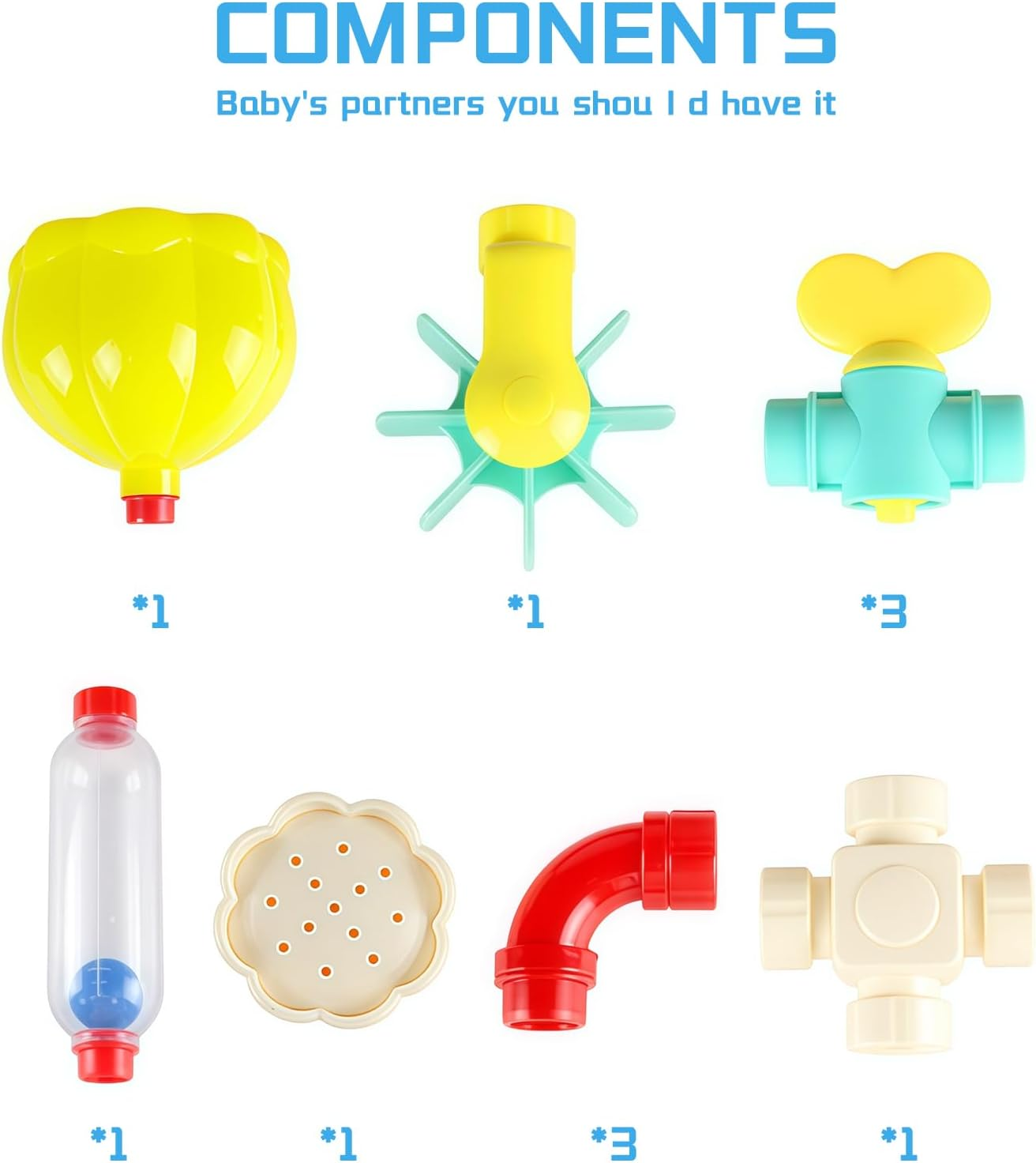 DIY Water Pipe Assembly Bath Toy Set for Kids &ndash; Interactive Rotating Sprinkler Bath Toy for Babies and Toddlers, Eco-Friendly ABS Material, Perfect for Ages 1-3 image number 3