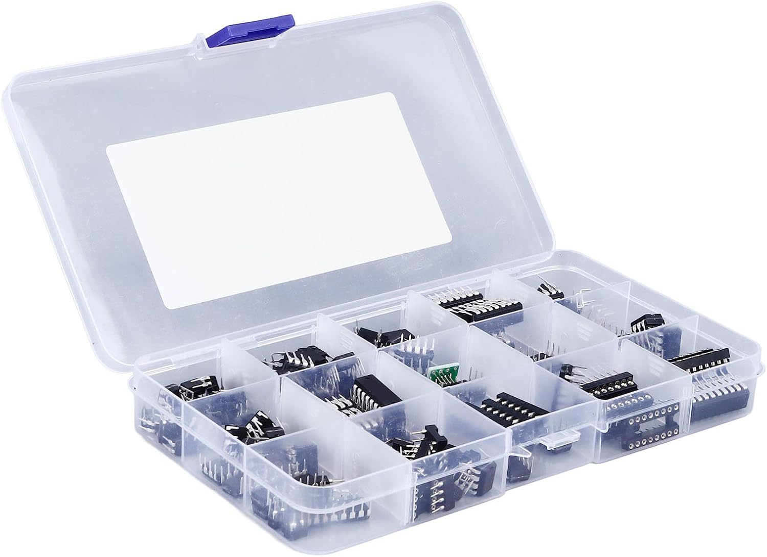 Cryfokt 150 Pcs 10 Types Flat Pin IC Chips Assortment Kit with Store Case for Electronic Equipment Integrated Circuit Chip Assortment Kit image number 4