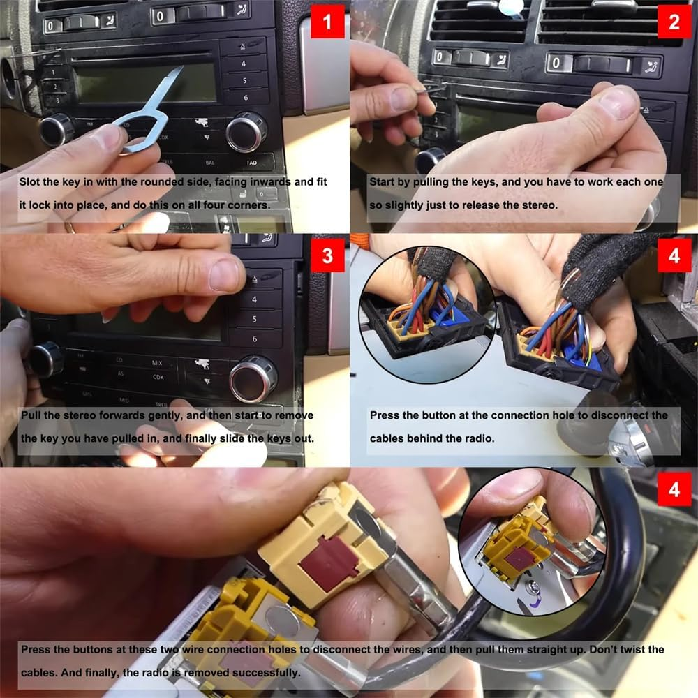 4 Pcs Car Stereo Radio Removal Remove Tool 4 Keys for Audi for Mercedes-Benz VW image number 5