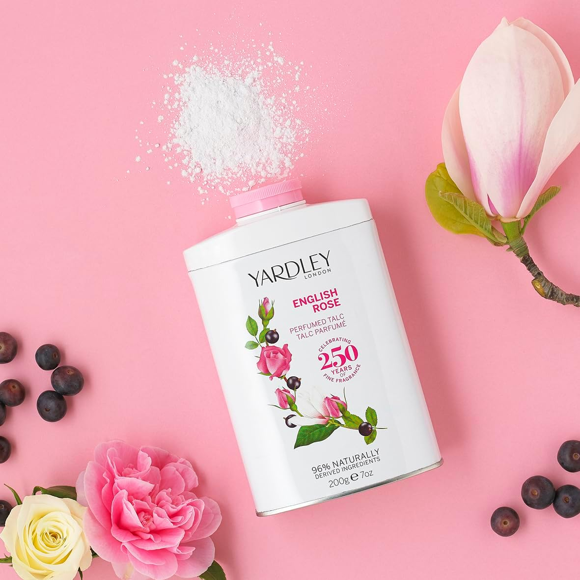 Yardley of London English Rose 7.0 Oz Perfumed Talc, Clean (Y6320018-6) image number 4