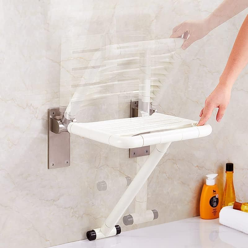 Gliron Folding Shower Bath Seat,Stainless Steel Wall-Mounted Barrier-Free Bathroom Stool,Safety Bath Chair for Elderly, Pregnant, Handicap & Disabled image number 1