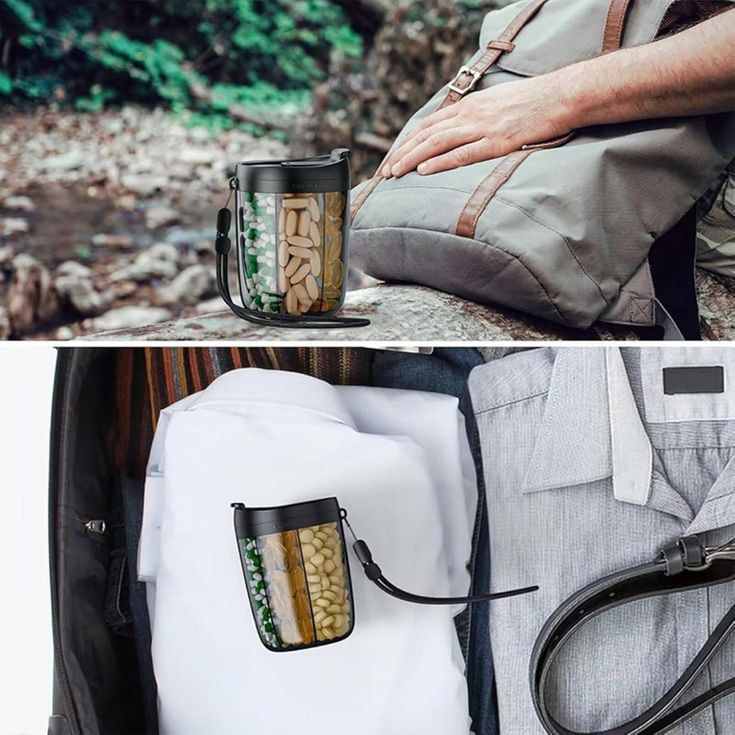 7-Compartment Pill Dispenser &ndash; Travel Essentials Portable Travel Pill Organizer with Wide Opening, Anti-Mix Design & Bpa-Free (Pink) | Holds Vitamins, Supplements and Medications image number 2