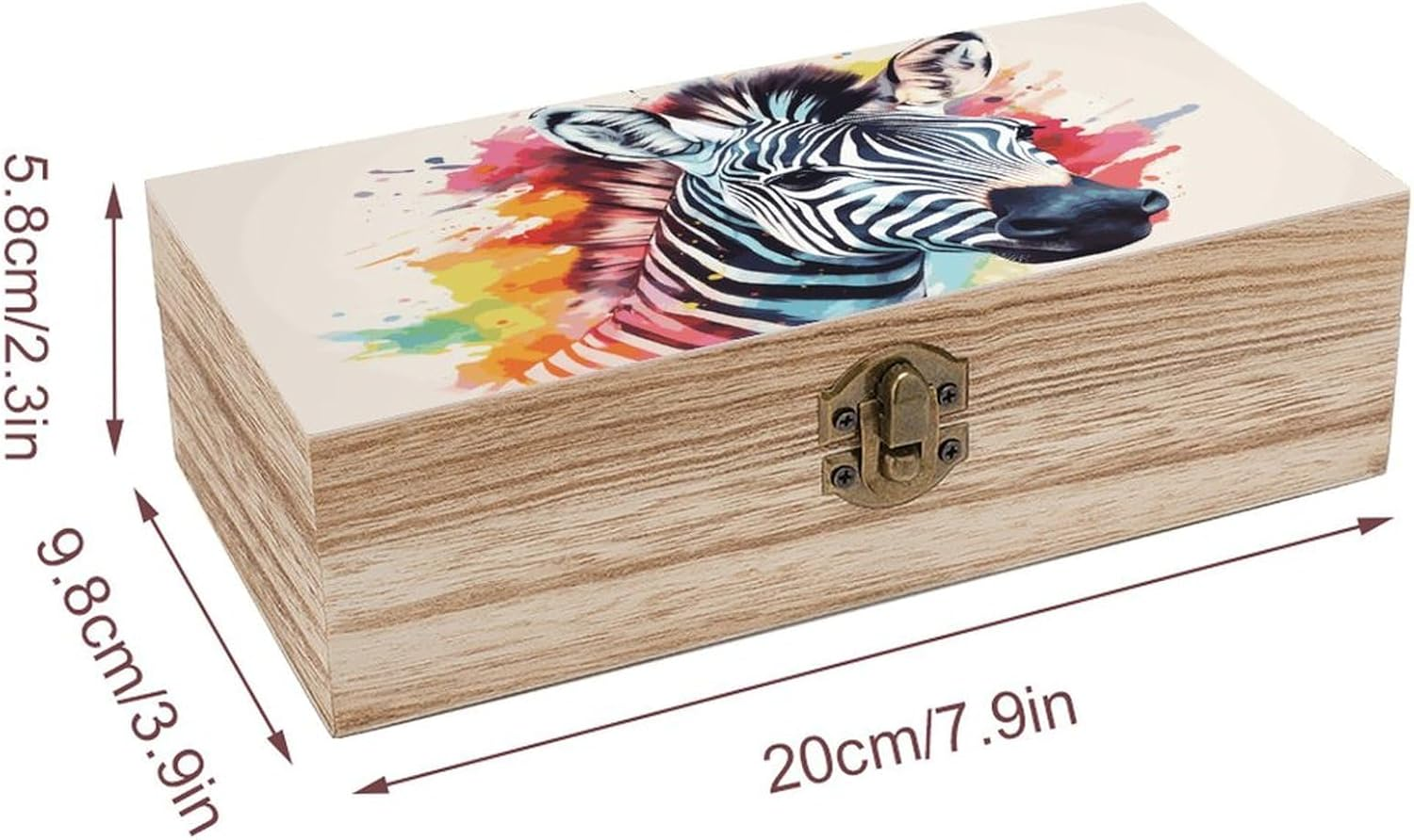 Colorful Zebra Wooden Box Wood Wedding Keepsake Boxes with Lids Small Decorative Boxes Lightweight Wooden Memory Storage Box for Crafts Keepsakes Jewelry Photo Letter Storage image number 4