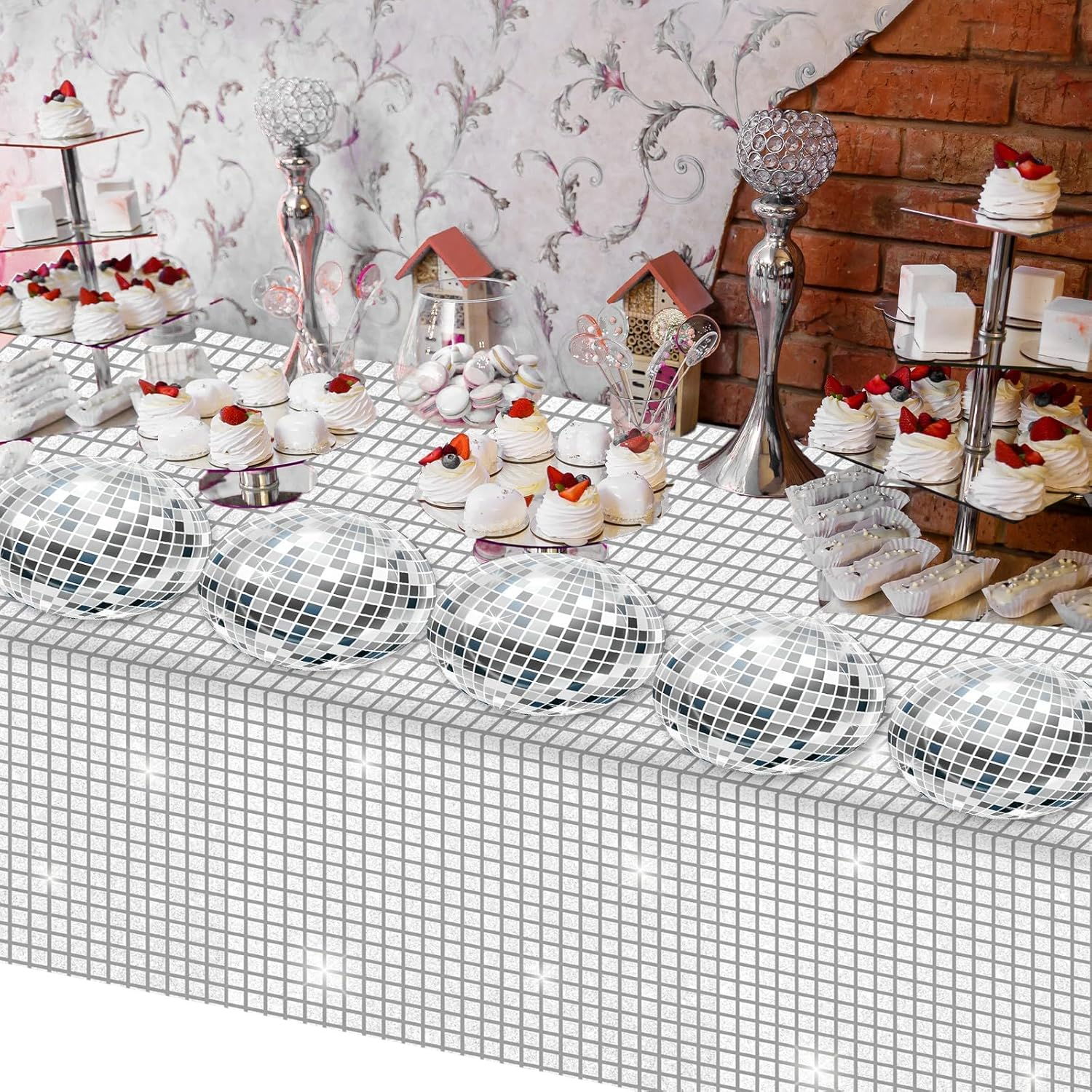 48 Pieces 7In 70S Disco Party Paper Plates for 70&rsquo;S Party Supplies Gray and Blue Disco Ball Theme Dessert Plates for Birthday Baby Shower Boogie 1970S Disco Music 90S Bachelorette Party Decorations image number 4