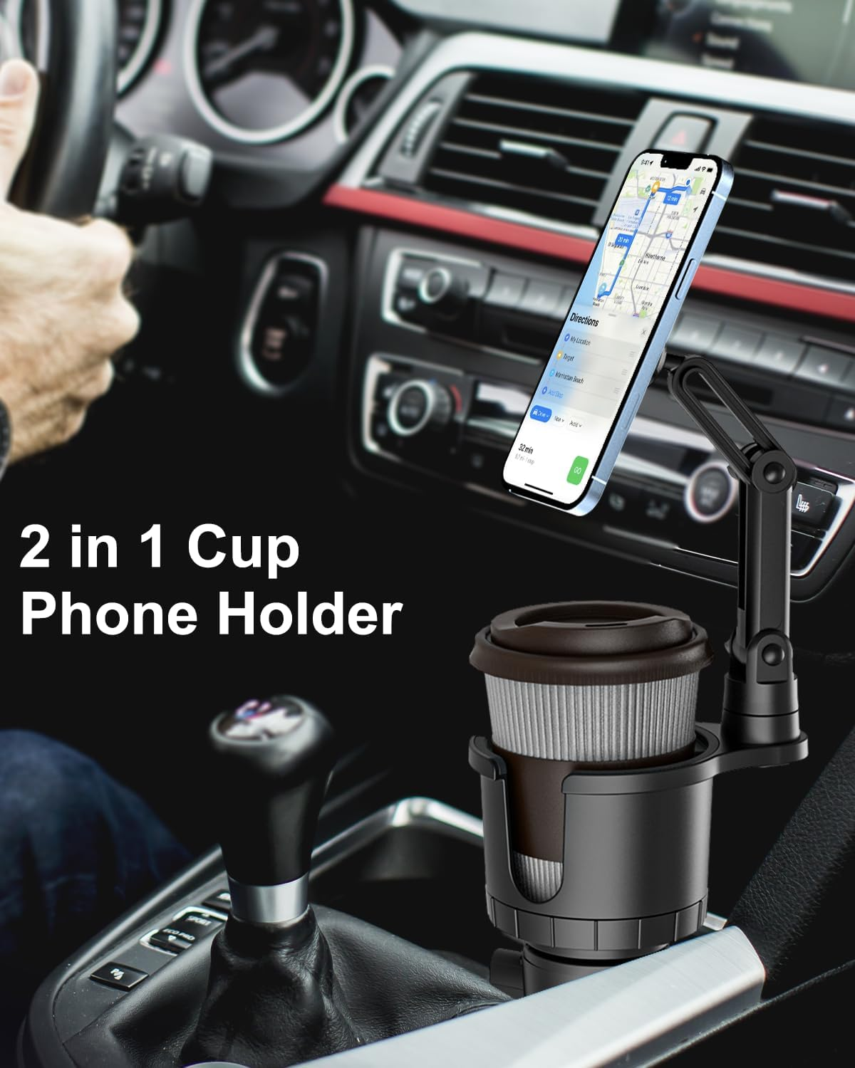 For Magsafe Car Mount Cup Holder - [Bottle Friendly] Magnetic Phone Holder for Car Cup Stand Expander with Height Adjustable Arm, Vent Phone Mount for Car, for Iphone 16 15 14 13 12 Pro Max plus Mini image number 1