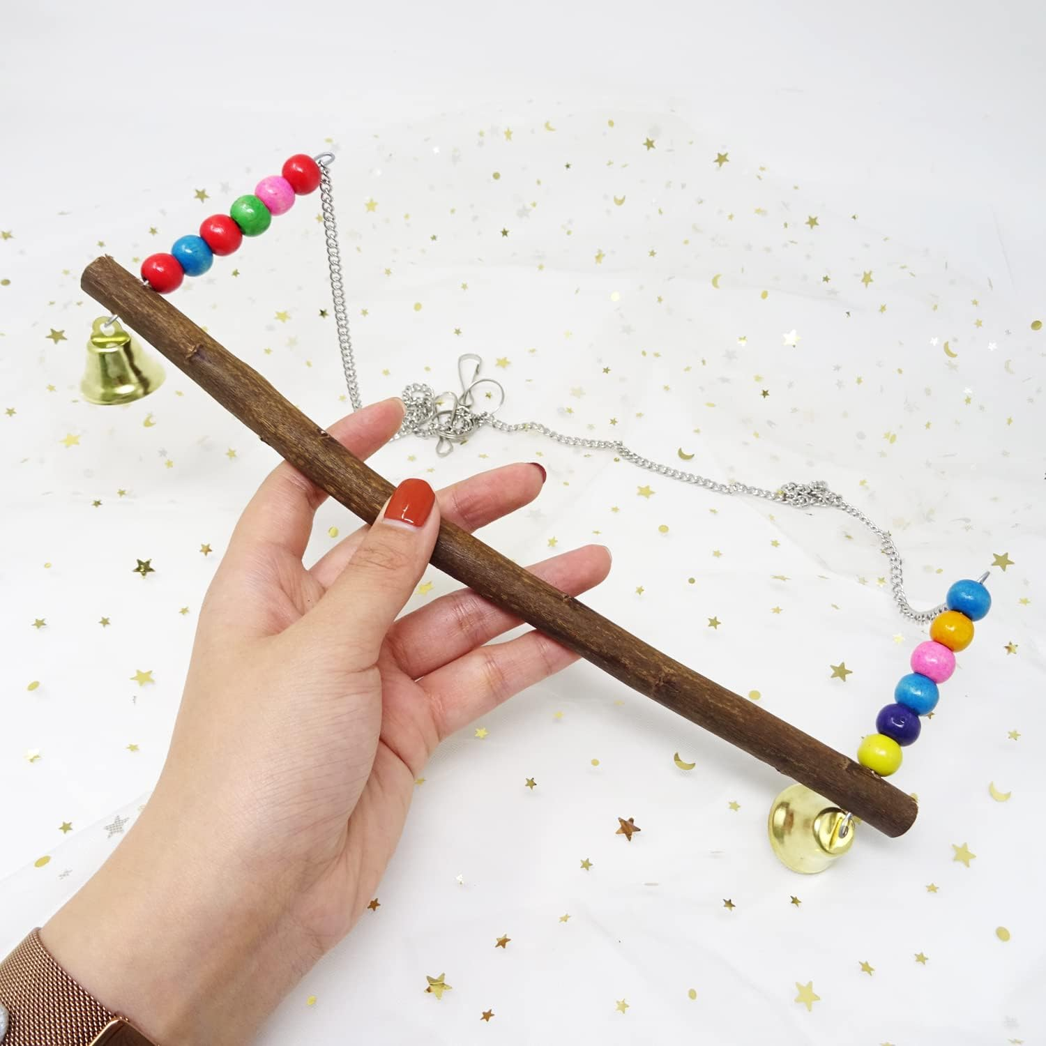 Honbay 1PCS Hens Swing Chicken Toy Wooden Handmade Bird Swing Bird Toy for Large Bird Parrot Hens Cock Macaw image number 5