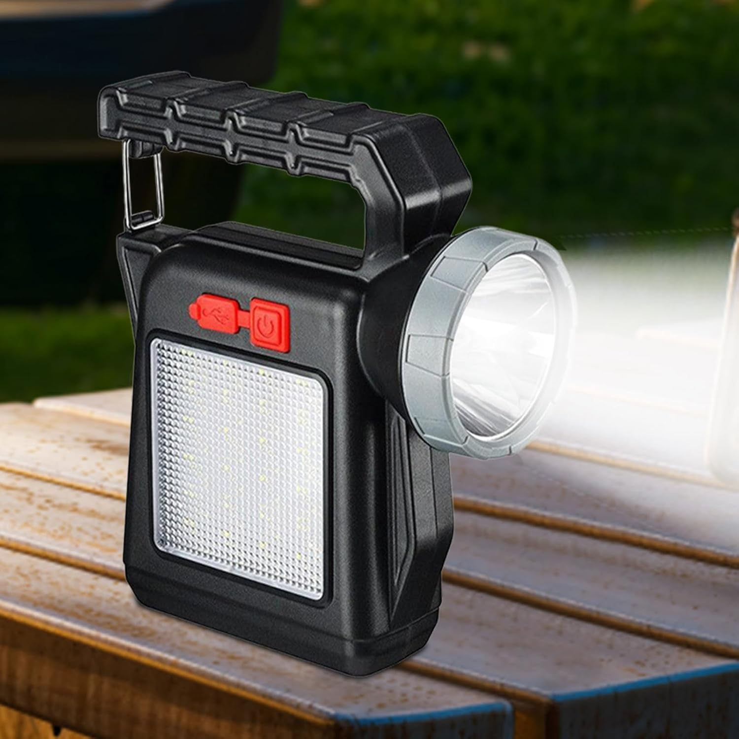 Solar Flashlight Rechargeable, Travel Flashlight Torch, Rechargeable Handheld Torch for Hiking Fishing Tent, Compact Outdoor Lighting Tool image number 1