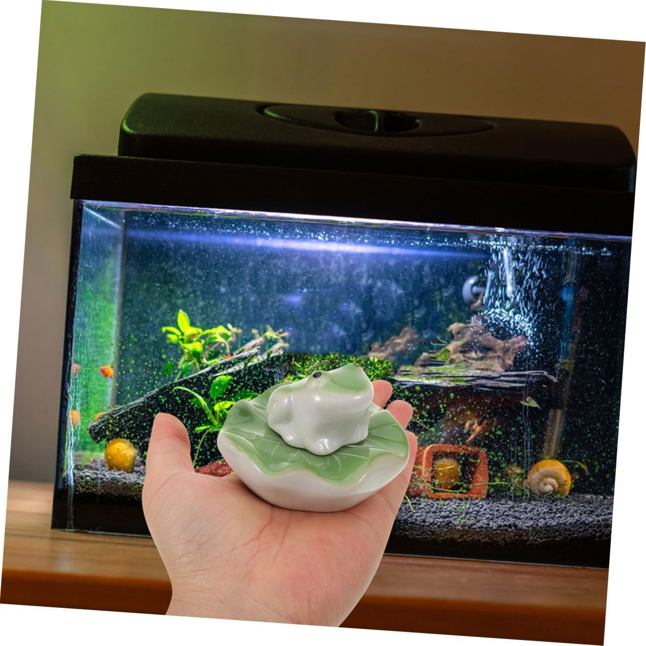 CIMAXIC 2Sets Ceramic Floating Frogs Tea Pet Sculptures for Fish Tank Aquarium Decor Aquarium Landscape Decorations for Home and Office image number 2