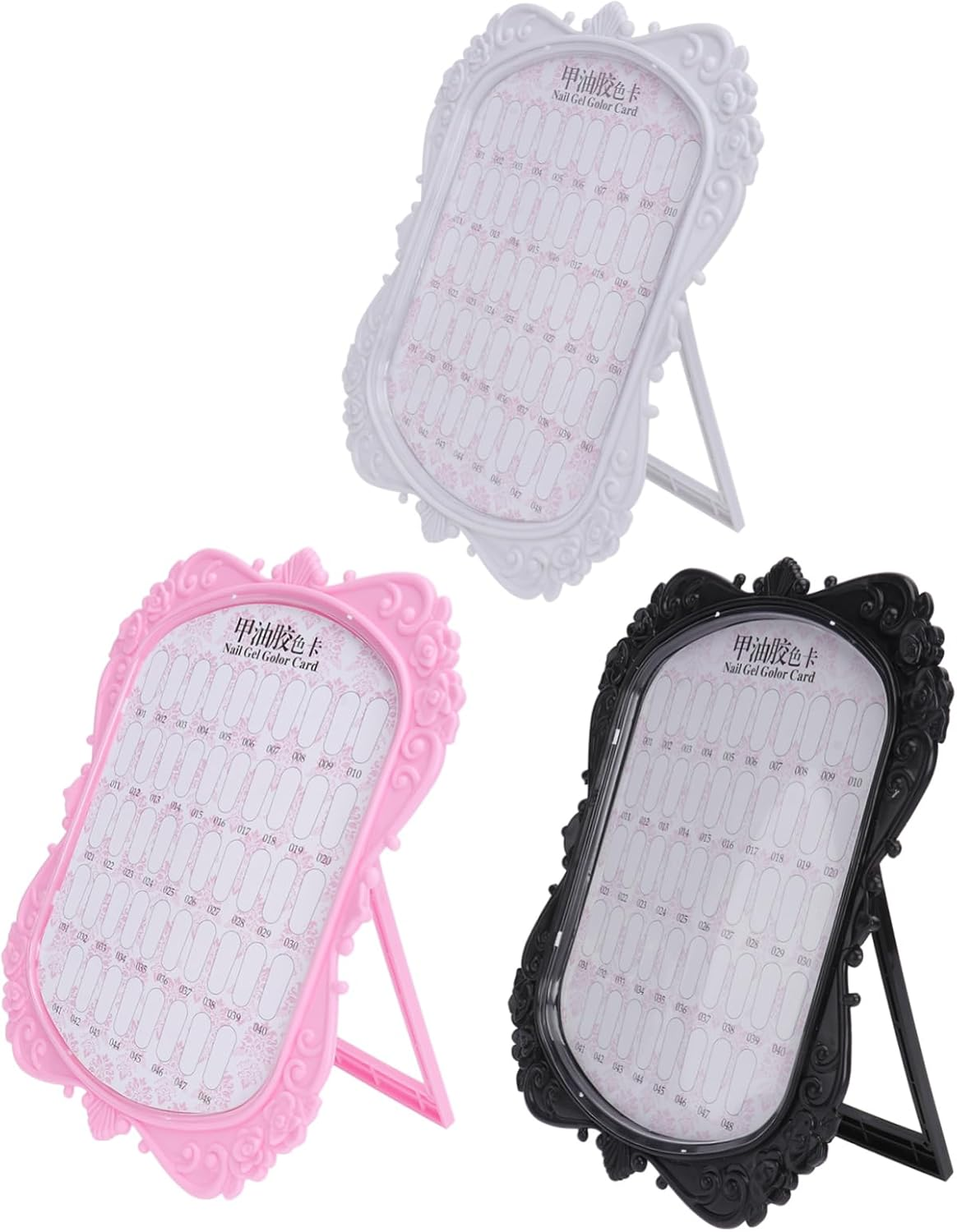 European Manicure Display Boards 3Pcs White Pink Black Relief Nail Art Cards Manicure Display Tools for Nail Salon Practice image number 6