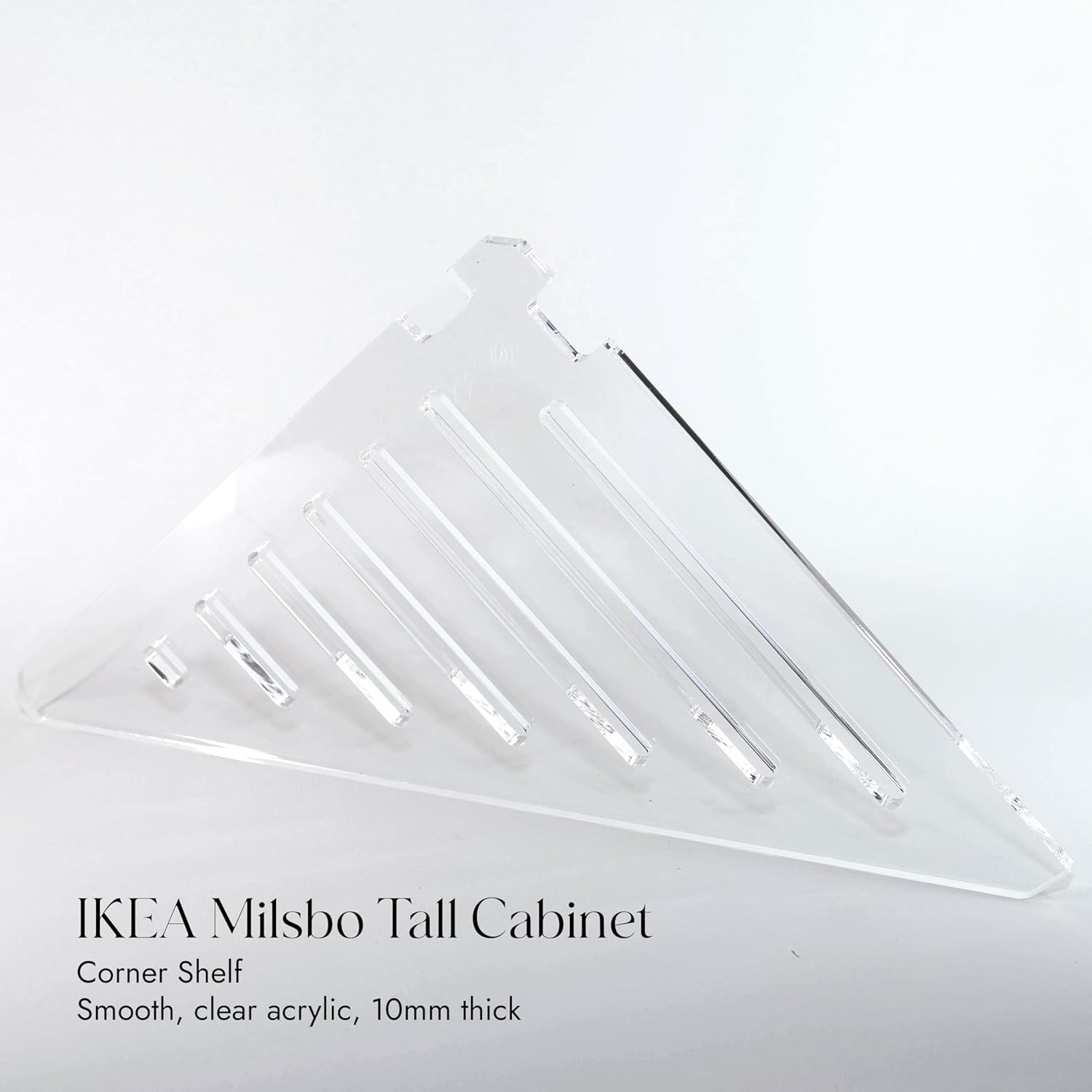 Greenhouse Acrylic Shelf for IKEA Milsbo Tall Cabinet - 10Mm Thick Corner Shelf Set 2 Pack image number 2