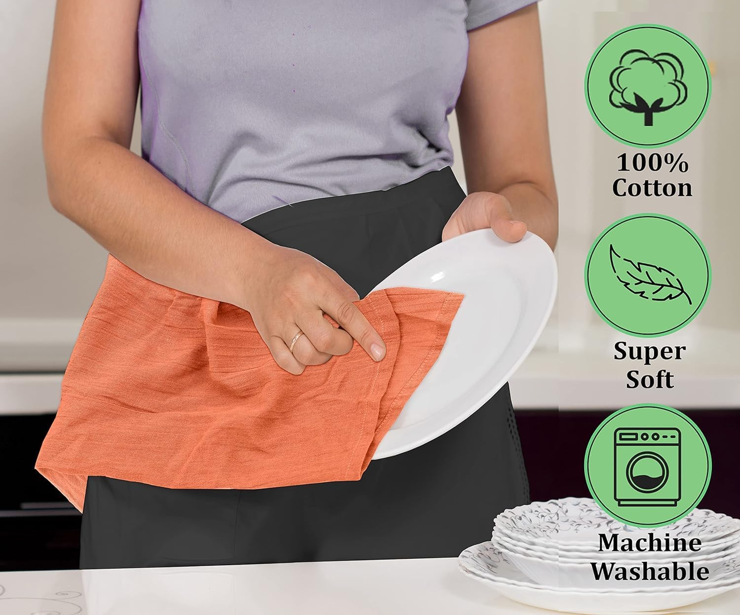 Hemi Home Flour Sack Kitchen Towels (Orange, 12 Pack), 100% Cotton 28 X 28 Inches Cloth Napkins, Multi Purpose Dish Cloth | Tea Towels | Kitchen Towels&hellip;