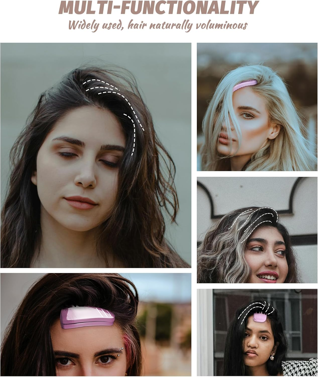 Pack of 4 Volume Hair Clips for Fluffy Ponies, Volume Clip for Hairline, Hair Clip No Imprint Hair Root Lifting Clips for Men and Women, Pink image number 1