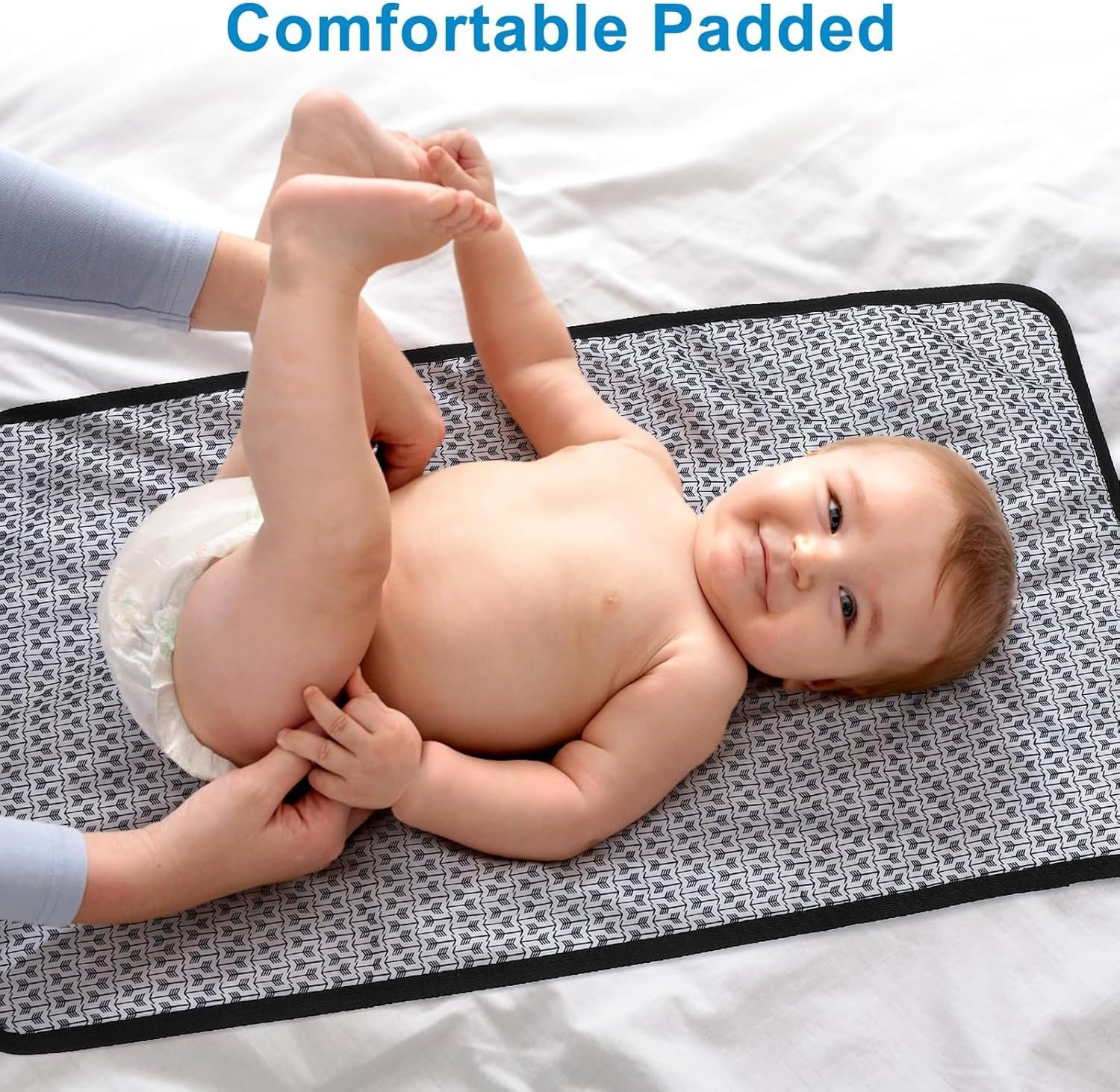 Wiseuwise Baby Portable Diaper Changing Pad - Waterproof Foldable Baby Changing Pad - Travel Diaper Changing Pad - Foldable Square Portable Baby Changing Pad - Baby Changing Pad - Machine Washable (Black & White) image number 1