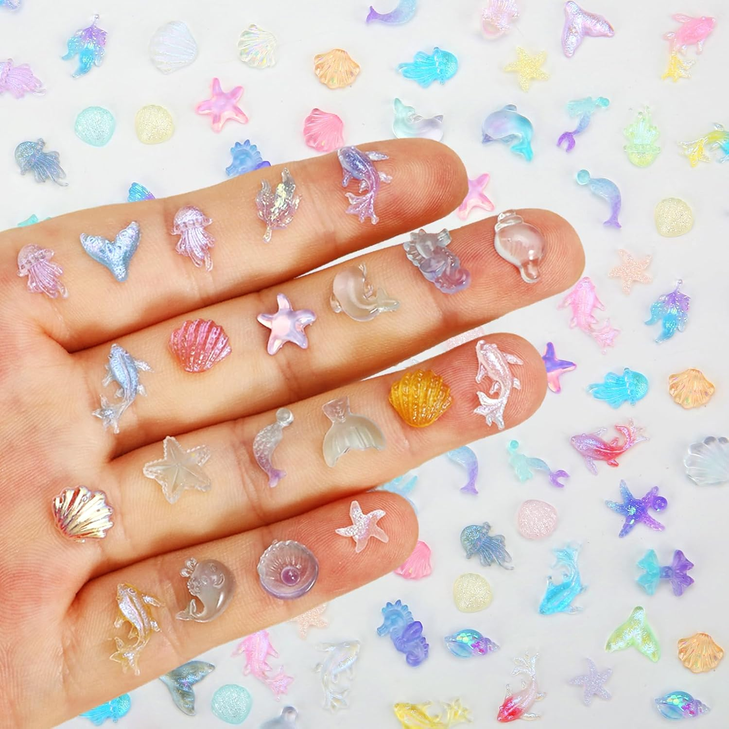 Touch TOP 200 Pcs Mini Resin Ocean Animals, Tiny Sea Animal Variety Figurines to Hide Miniature Plastic Fish Aquarium Decorations for DIY Crafts Fairy Garden Dollhouse Micro Landscaping Fish Tank image number 4