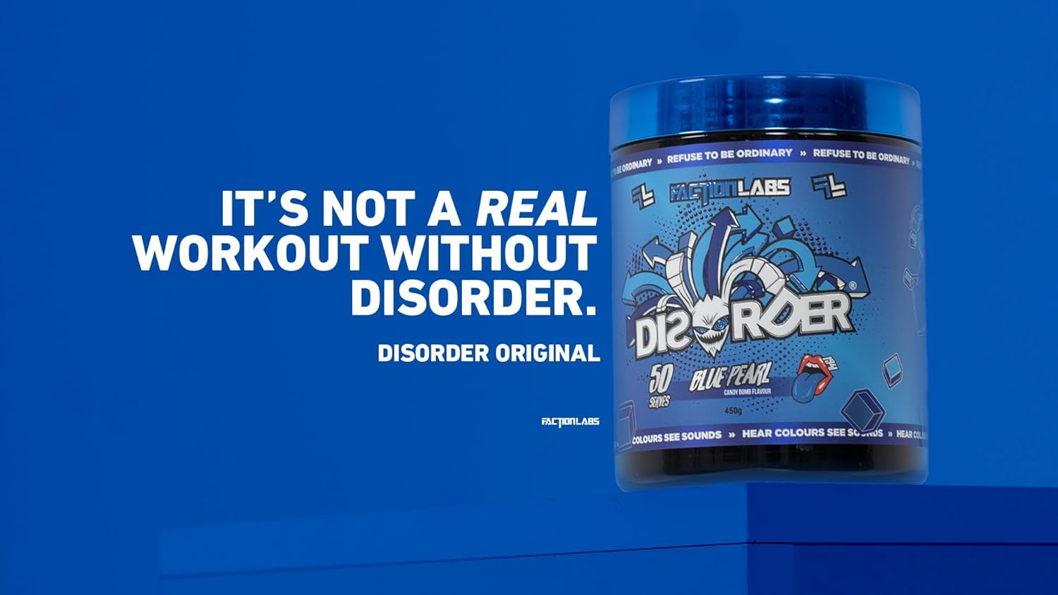 Faction Labs Disorder Original Pre Workout Powder, Blue Pearl, Sugar Free Caffeinated Gym Supplement, 25 Serves, 225G image number 4