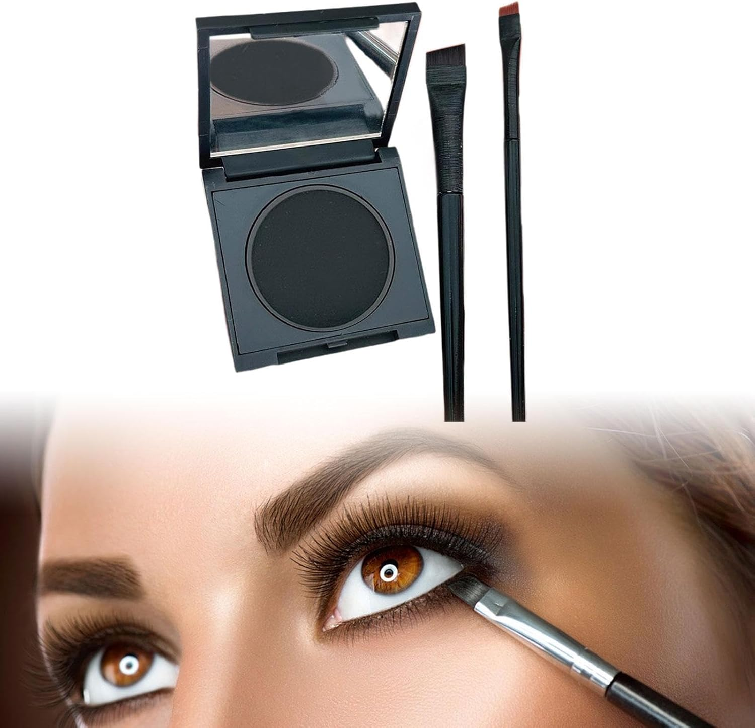 OIIBWQ Eye Liner Eyeliner Powder Waterproof Eyeliner Eyebrow Powder Pressed Eyeshadow Water Activated Makeup Set Easy to Apply Portable Suitable for Women Ma, Black - Black image number 3