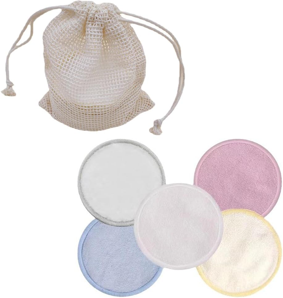 30 Pcs Reusable Cotton Rounds - Natural Fiber Makeup Remover Pads for Face & Travel - Washable, Reusable Facial Cleansing Wipes Suitable for All Skin Types (Multicolor) image number 2