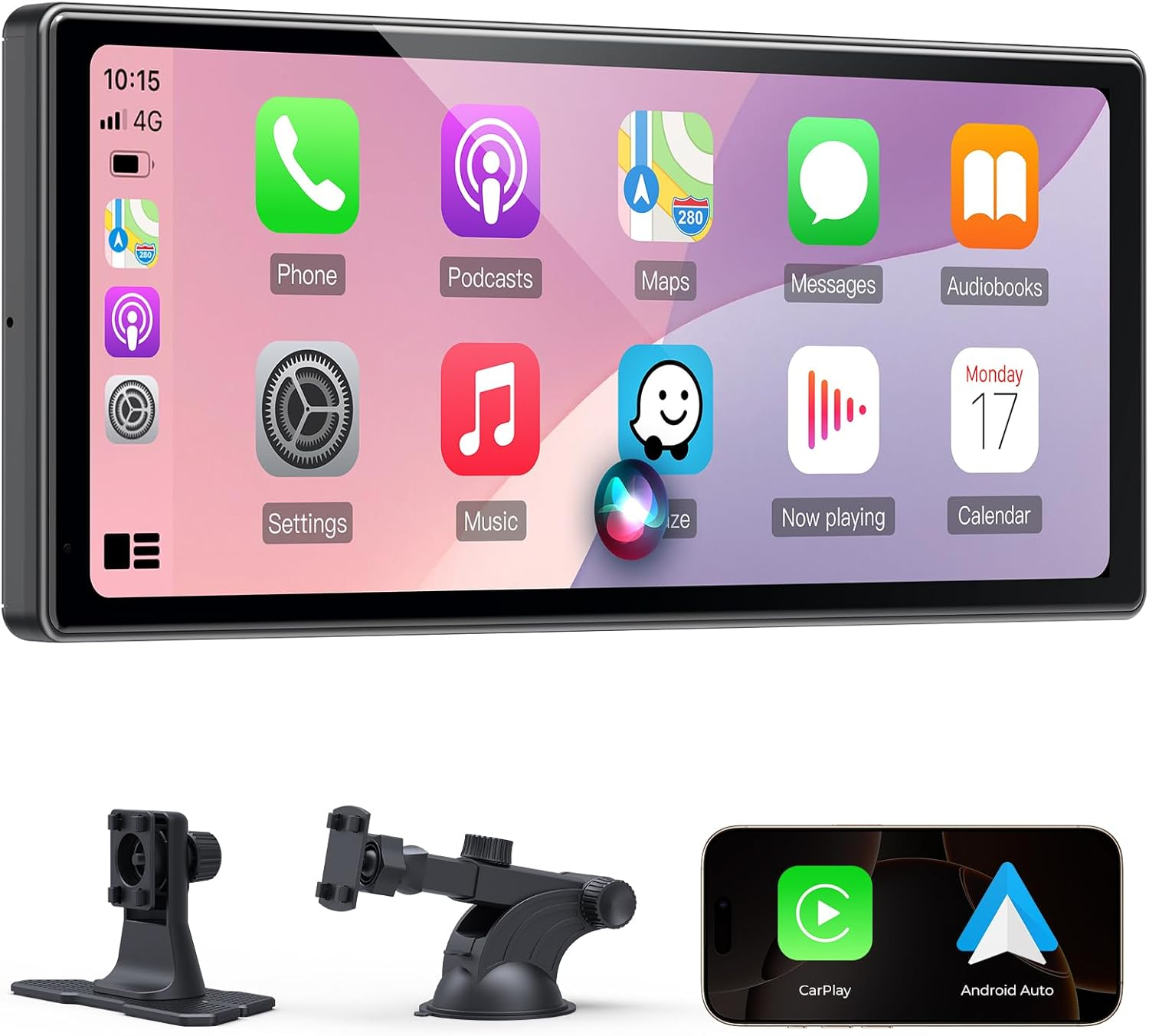 2025 Carplay Display Compatible with Carplay & Android Car, IPS Android Car Display with Light-Sensitive Function, Bluetooth, Mirror Link, Fm, Voice Control and Two USB Charging Ports image number 3