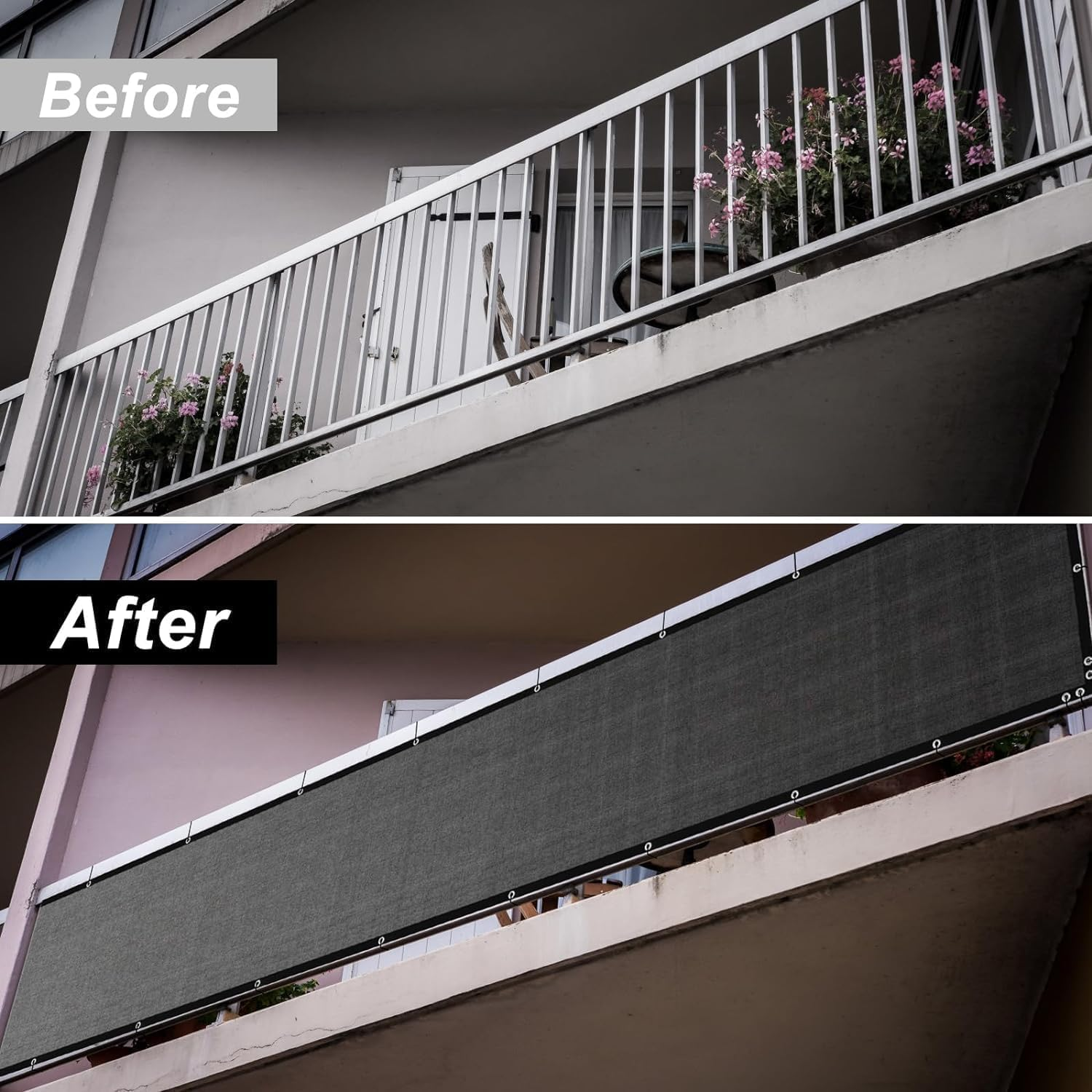 Balcony Privacy Screen Cover Worth Planet 0.9M * 5M Resistant Balcony Shield Windscreen Cover Mesh Sun Shade UV Protection for Porch Deck Terrace Patio Backyard Railing image number 4