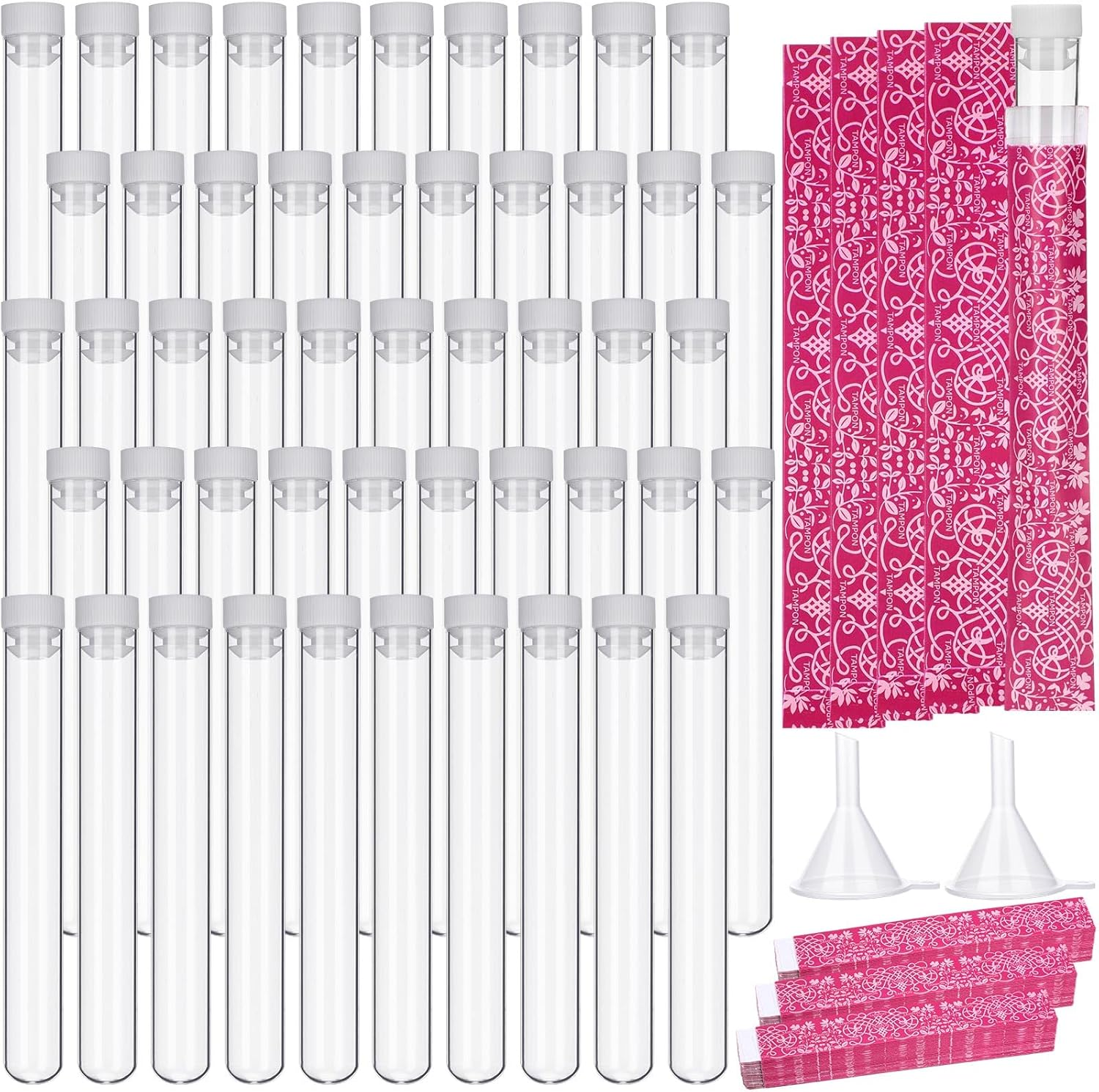 Copkim 152 Pcs Tampon Set Included Reusable Plastic Tube for Women Tube Containers Tampon Reusable Wrappers Funnels for Cruise Event(Novelty Style) image number 6