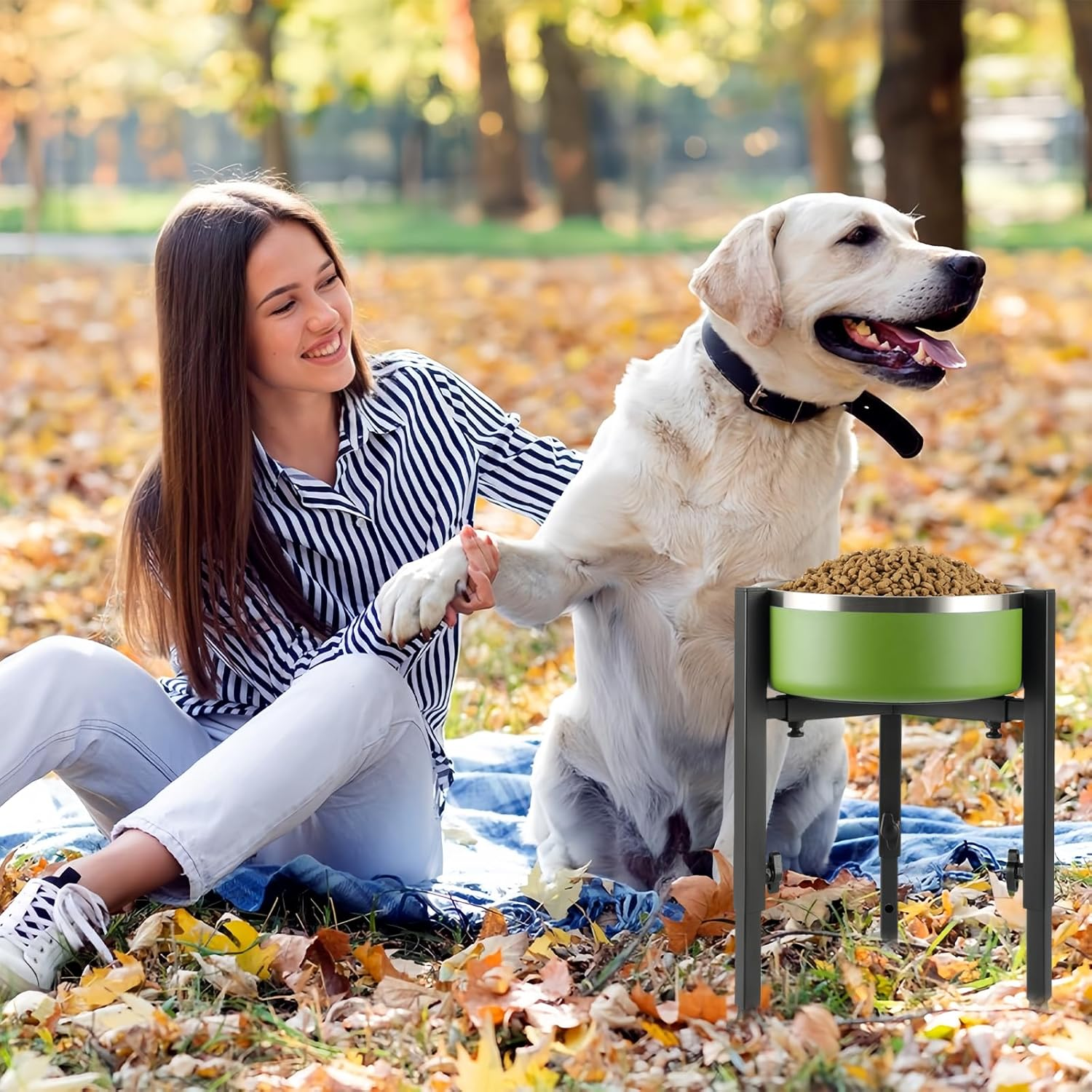 Raised Dog Bowls, Height Adjustable Raised Dog Bowl Holder, Metal Raised Dog Bowl Stand for Small, Medium and Large Dogs, Adjustable Height and Width, Black image number 2