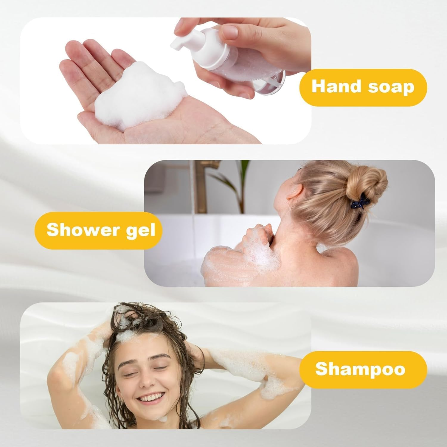 Mini Travel Foaming Pump Bottles, 3Pcs Foam Soap Dispenser Mini Empty Foaming Soap Dispenser,Empty Refillable Clear Plastic Foam Pump Bottle,Plastic Mini Foam Pump Bottle Lash Shampoo Foam Bottle image number 2