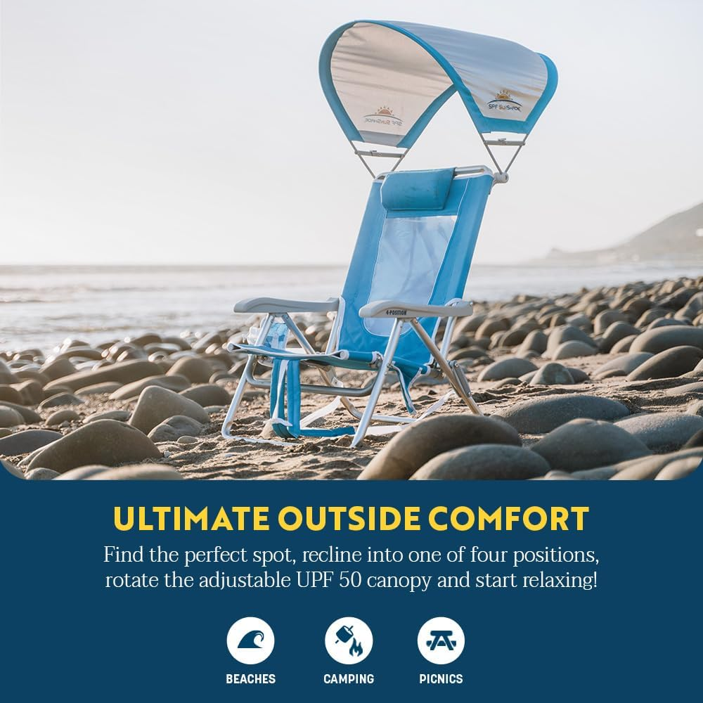 GCI Outdoor Waterside Sunshade Backpack Beach Chair with Canopy Shade image number 1