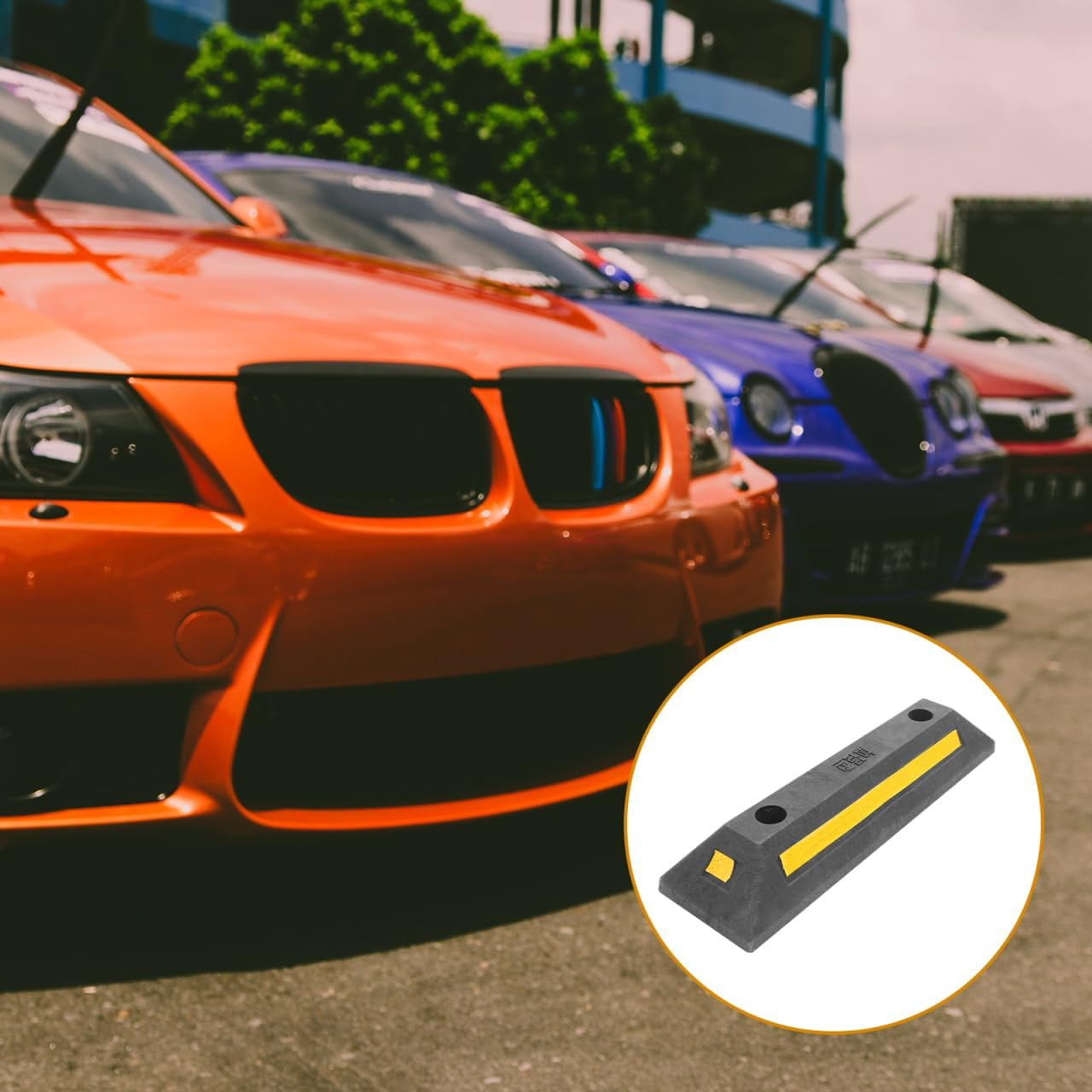 ULTECHNOVO Garage Car Stopper Wheel Stop Stoppers for Parking Stops Made of Sturdy Rubber image number 5