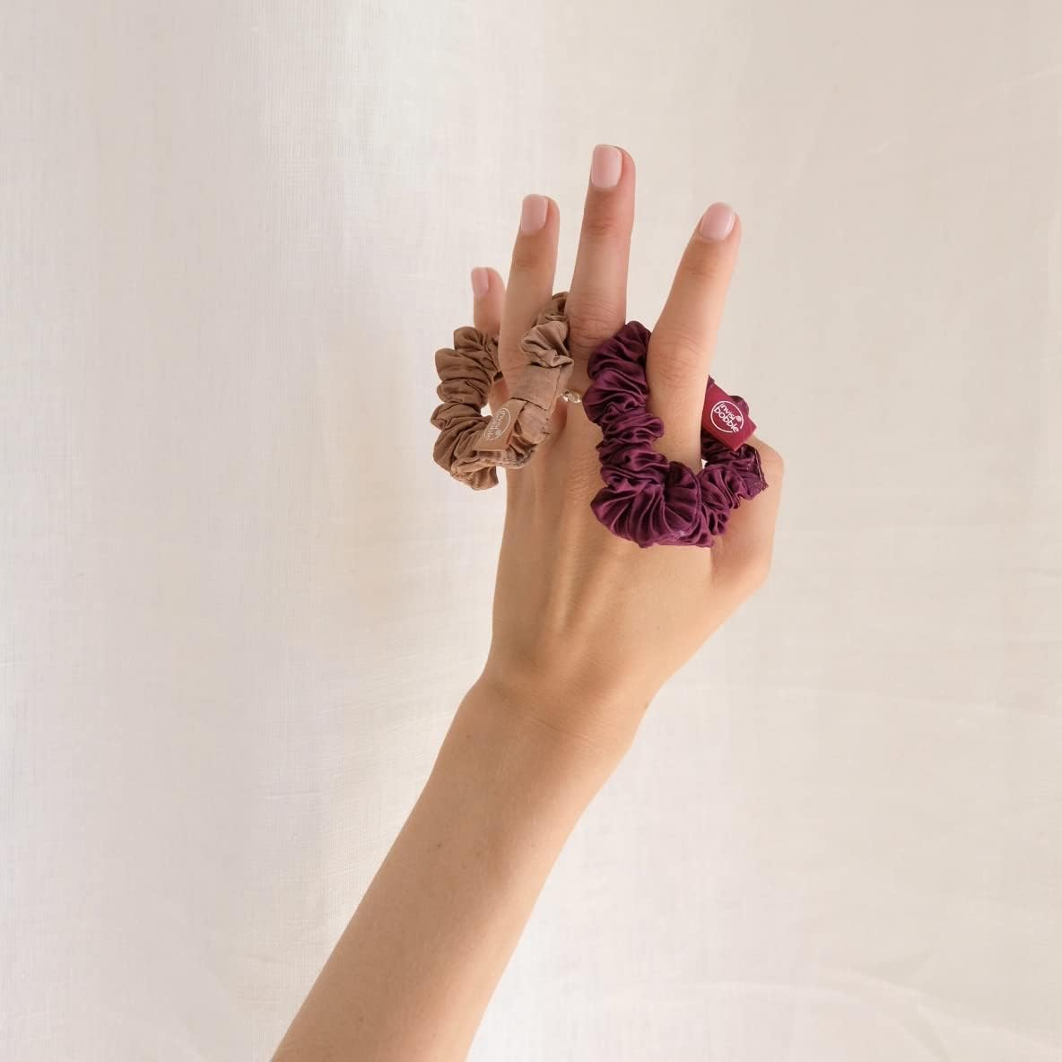 Invisibobble Scrunchie Purple & Bronze Slim the Snuggle Is Real, Silk Scrunchie with Spiral Hair Scrunchie, Fabric Hair Scrunchie with HAIRLOVETECH, Maximum Hold, Gentle, Timeless, for All Hair Types, Pack of 2