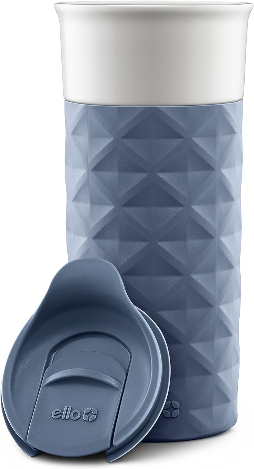 Ello Ogden Ceramic Travel Mug with Friction-Fit Lid - Grey Diamonds image number 2