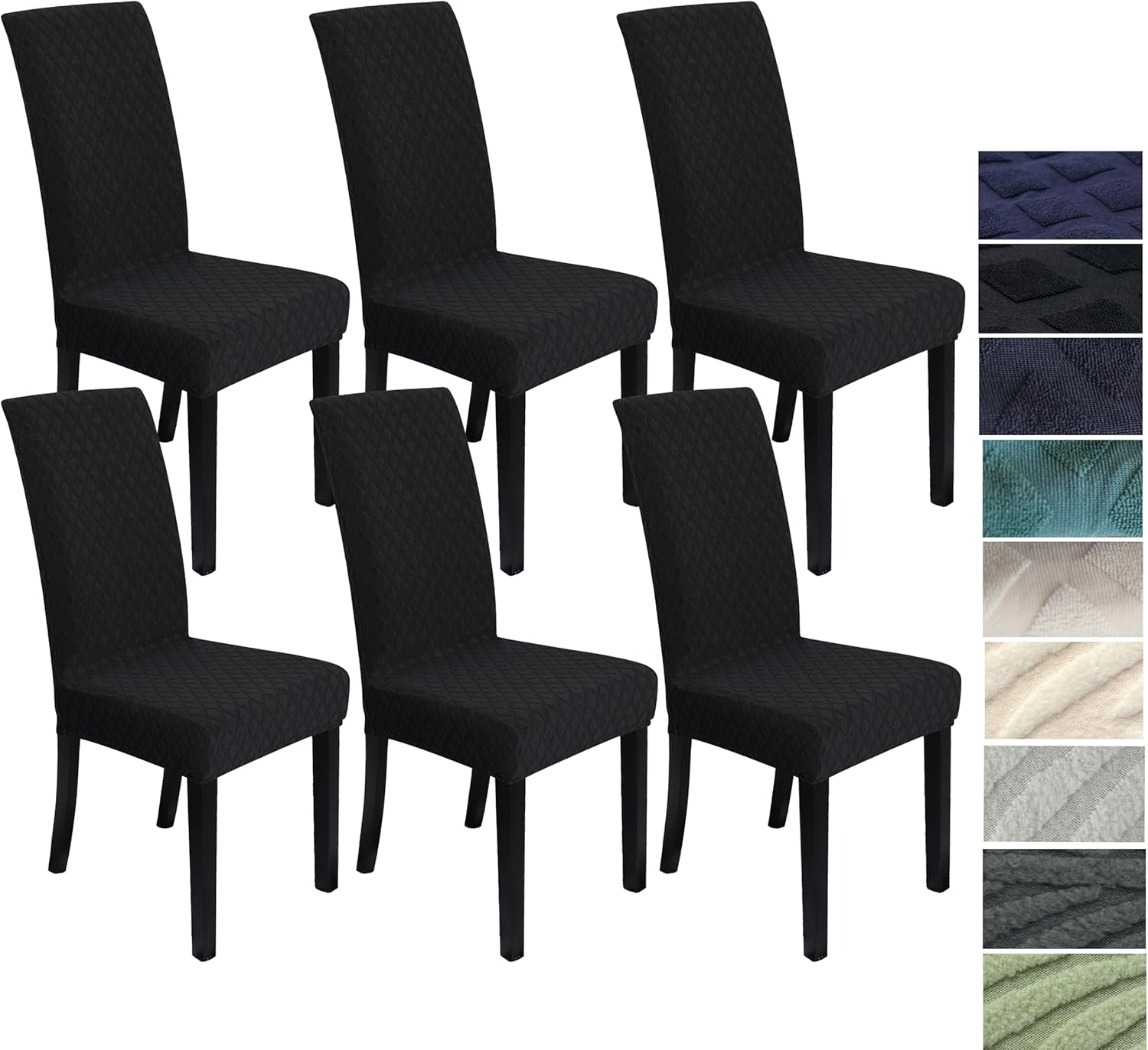 Dining Chair Covers, Stretch Kitchen Chairs Covers,Jacquard Dining Chair Covers Set of 6,Removable Washable Dining Chair Covers for Home Living Room Kitchen Banquet Hotel (6, Leaves-Medium Grey)