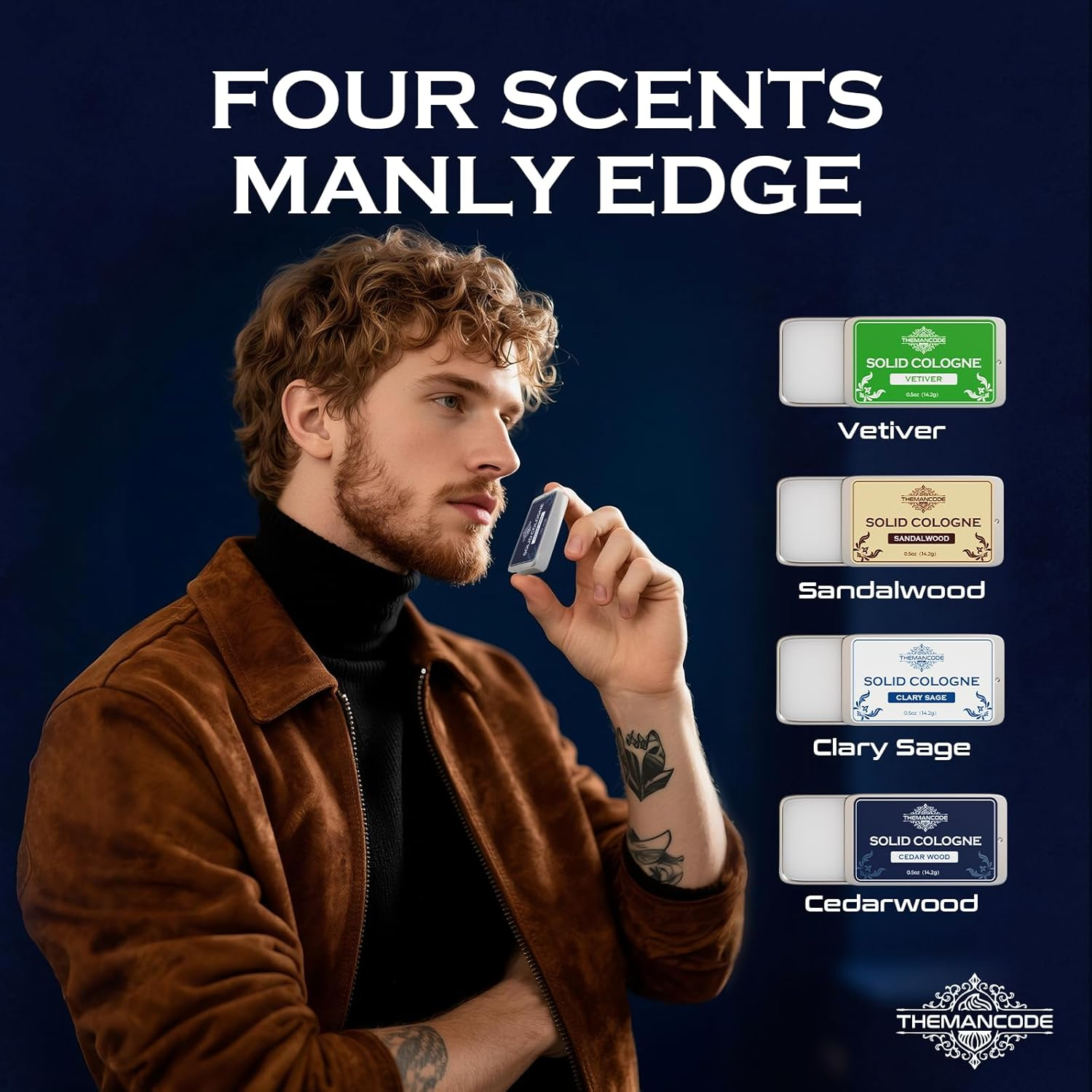 THEMANCODE Solid Mens Cologne, Valentines Day Gifts for Him, Gifts for Men on Birthday and Father'S Day, Sandalwood, Vetiver, Cedarwood and Sage Scents, 4 Pack, 14 G image number 3