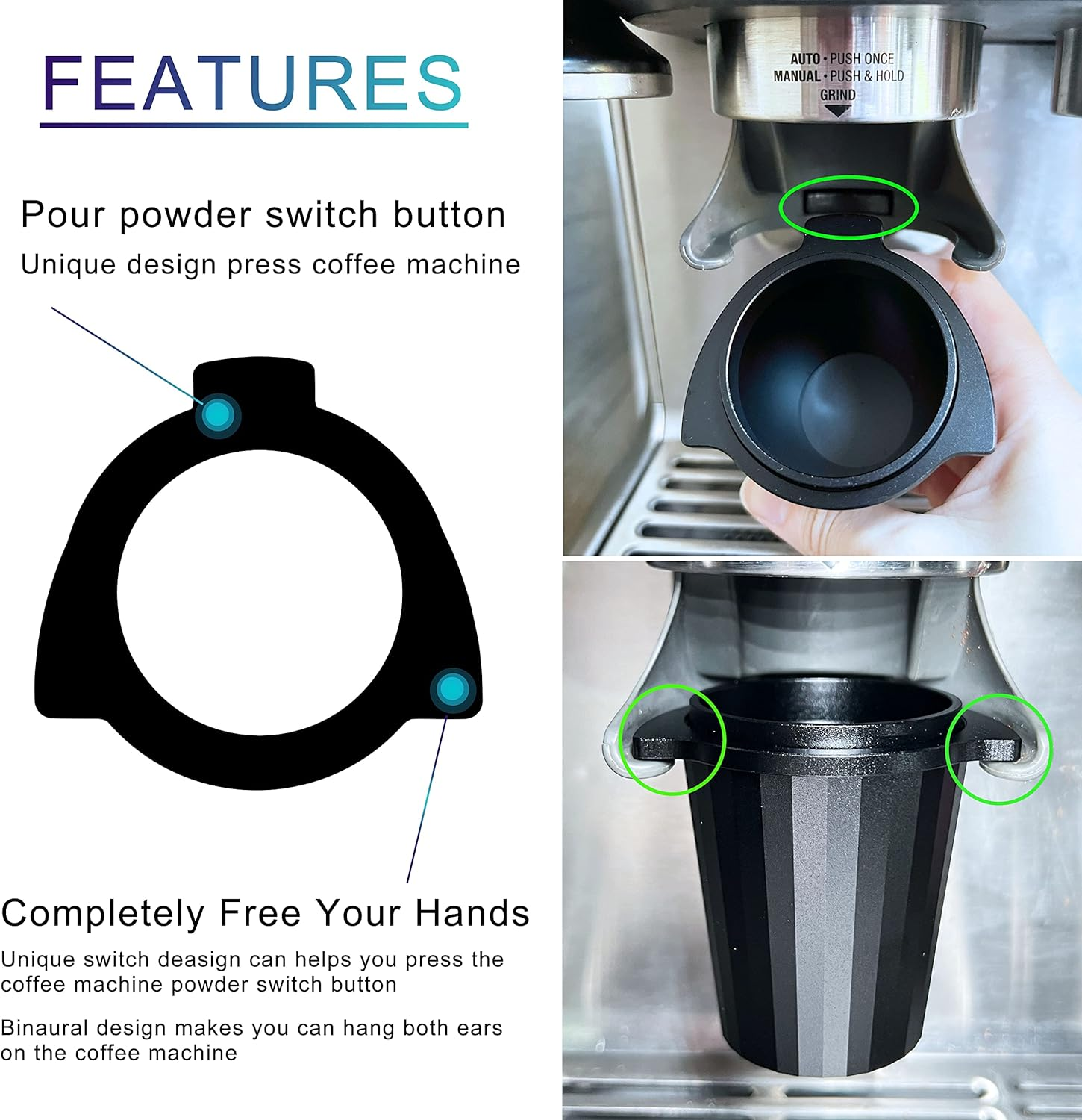 NEOUZA 54Mm Espresso Funnel Dosing Cup Aluminum Alloy RDT Spray for Breville 8 Series 870/875/878/880 Coffee Grinder Machine image number 3