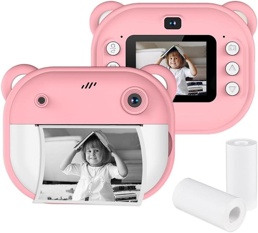 Namolit Kids Instant Print Camera 1080P Digital Camera with Dual Lens, 2 Inch Screen, Built-In Battery, Picture Frames, Thermal Printing Paper, Blue