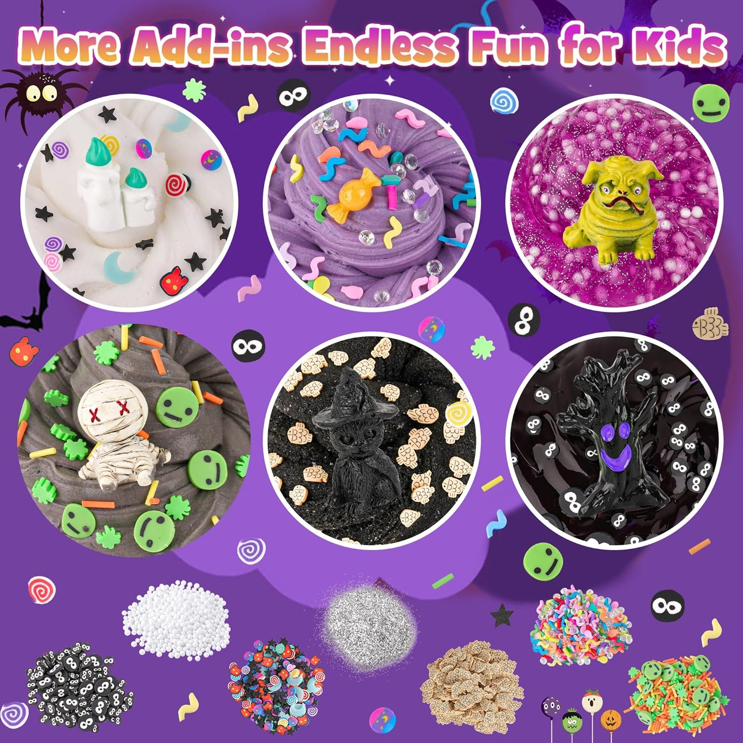 LAWOHO Set of 6 Purple and Black Slime Set with Fluffy Cloud Slime, Clear Slime & Butter Slime, Children'S Birthday Halloween Party Bag Girls and Boys image number 1