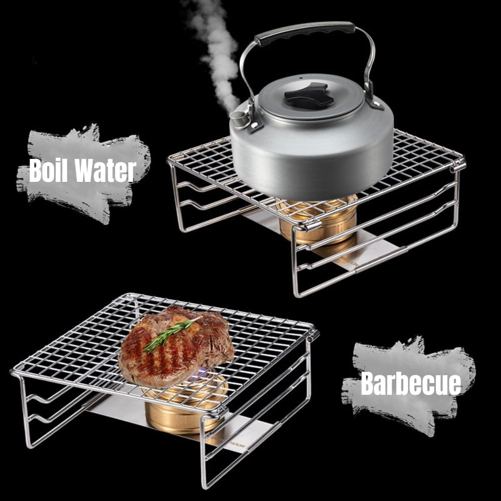 Grill Warming Rack Heavy Duty Stainless Steelgrate Portable Camping Grill with Legs for Outdoor Backpacking Hiking Picnic BBQ, Silver image number 3