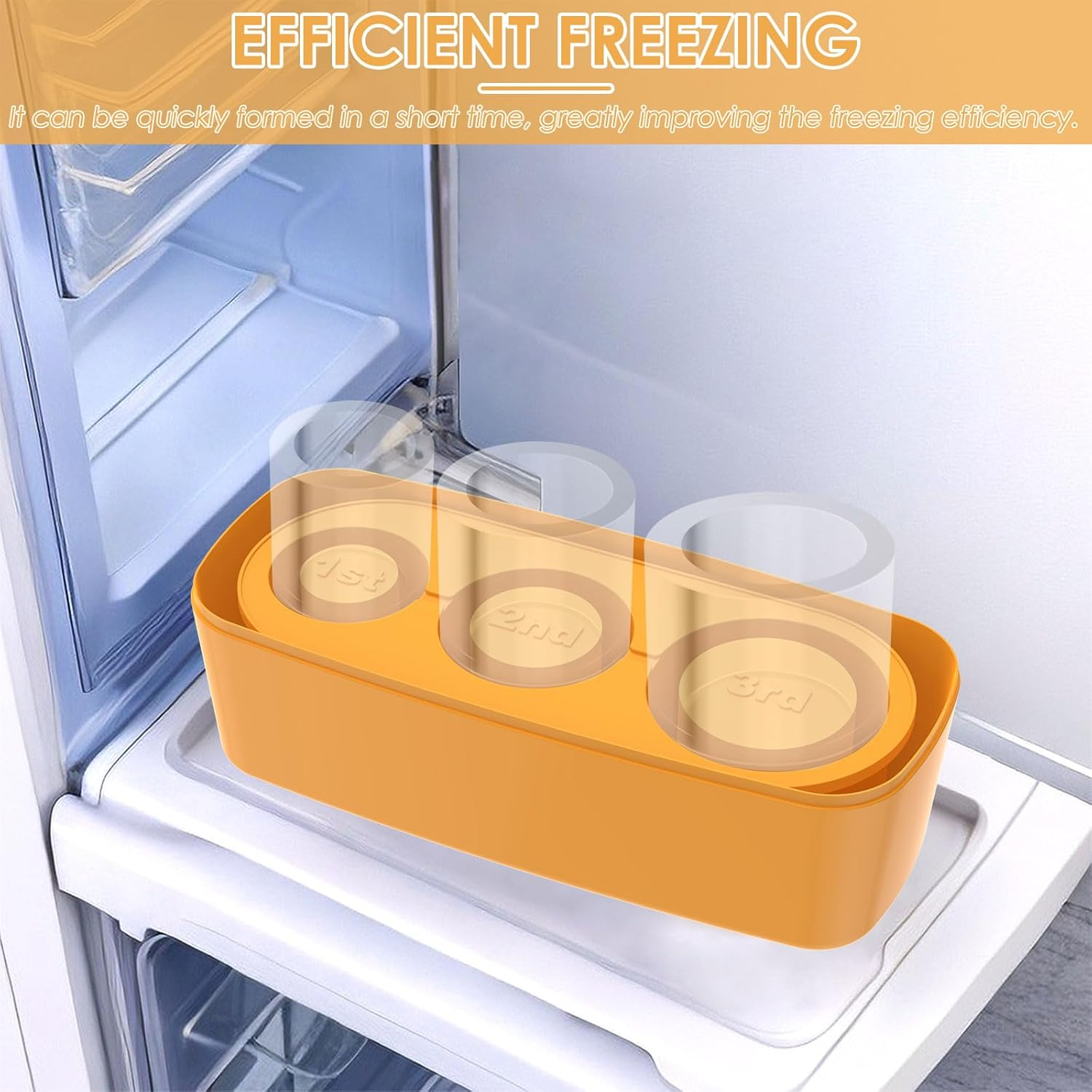 Ice Cube Tray for Stanley, 3 Hollow Cylinder Ice Cube Molds with Lid and Storage Box, Silicone Ice Cube Maker for 30-40 Oz Tumblers Cups, Easy to Release Ice Maker Cube Tray for Drinks (Orange) image number 5