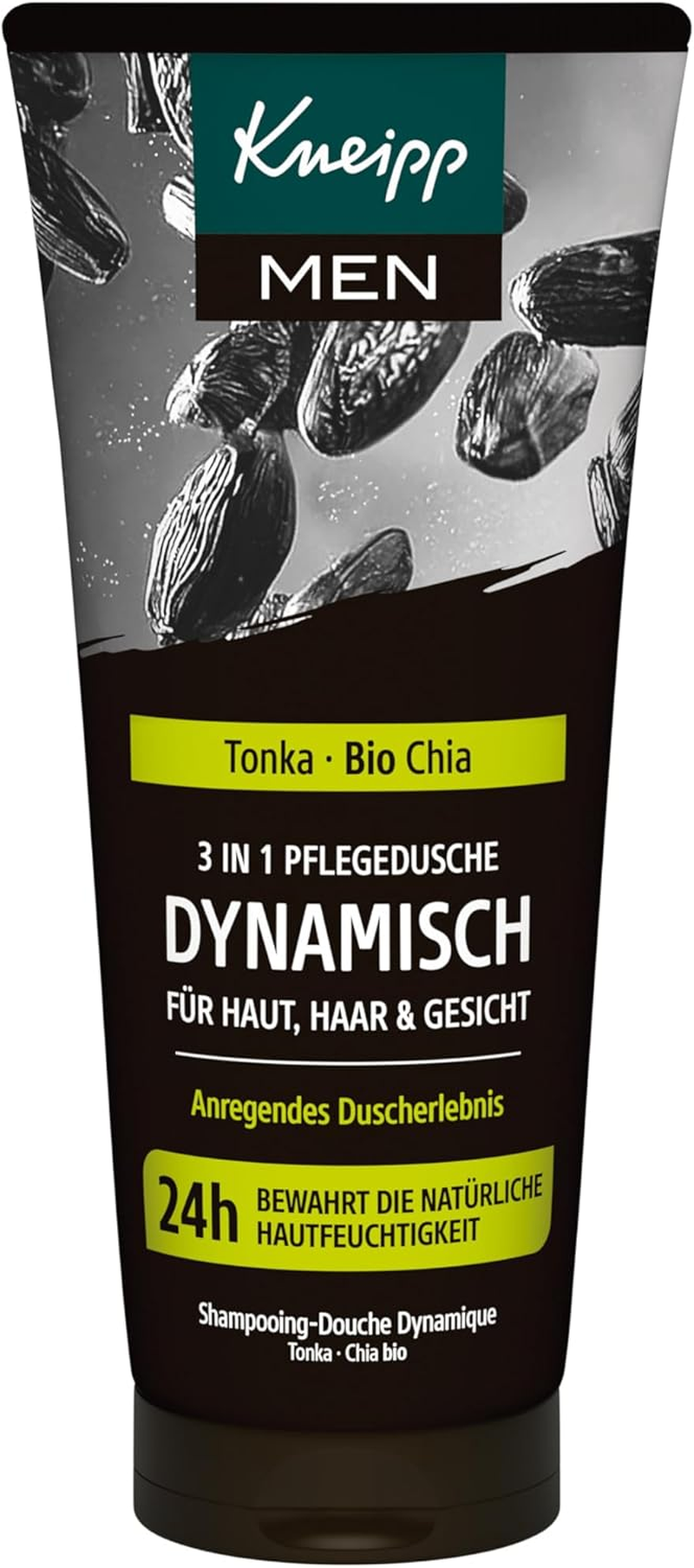 Kneipp MEN 3-In-1 Dynamic Shower Gel Multipack with Extracts of Tonka Bean and Organic Chia Shower Gel for Skin, Hair and Face 6 X 200 Ml image number 3