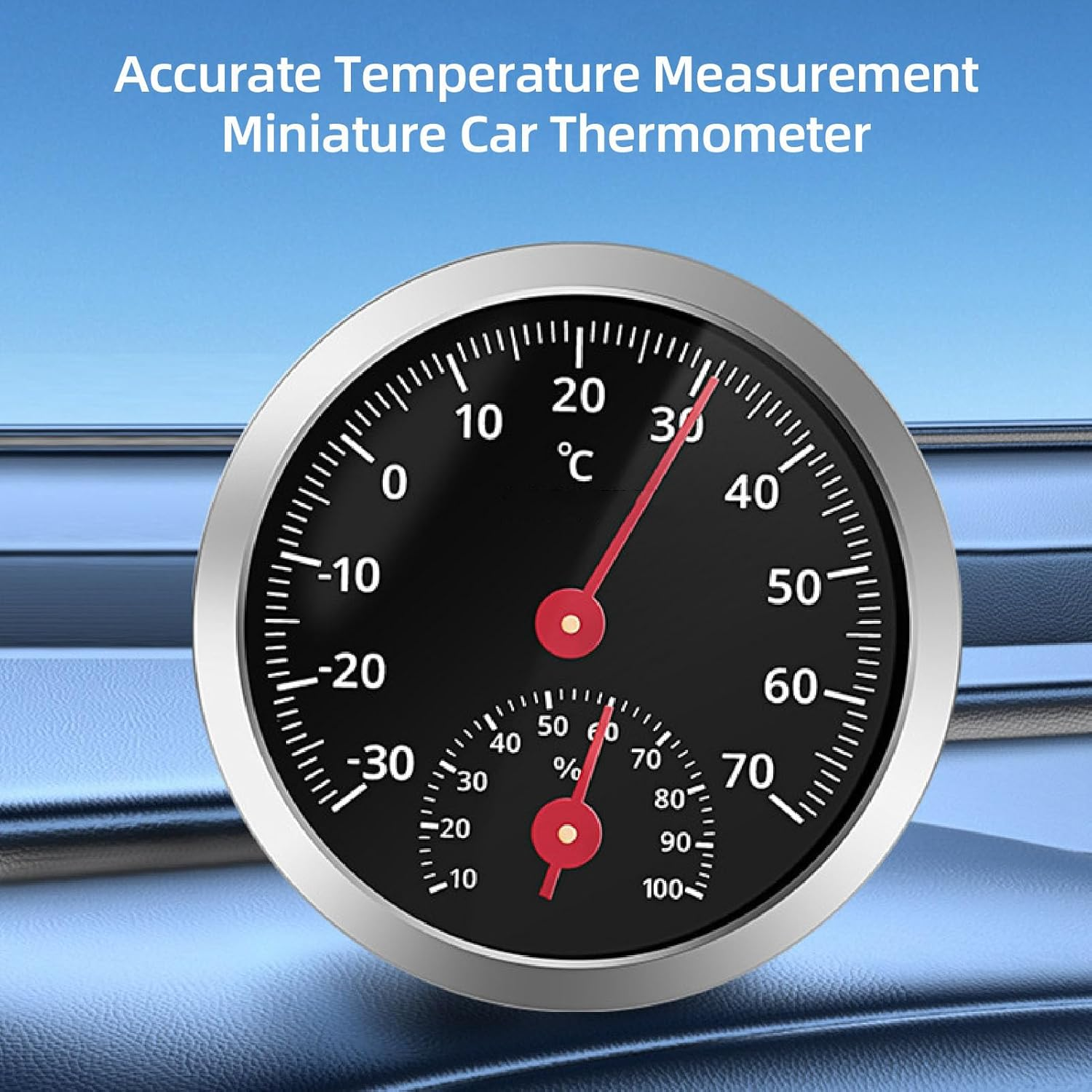Asixxsix round Cordless Thermometer Hygrometer, Mechanical No Battery High Accuracy Temperature Humidity Monitor with Automatic Sensing, for Indoor Outdoor Wall Table Fridge image number 1