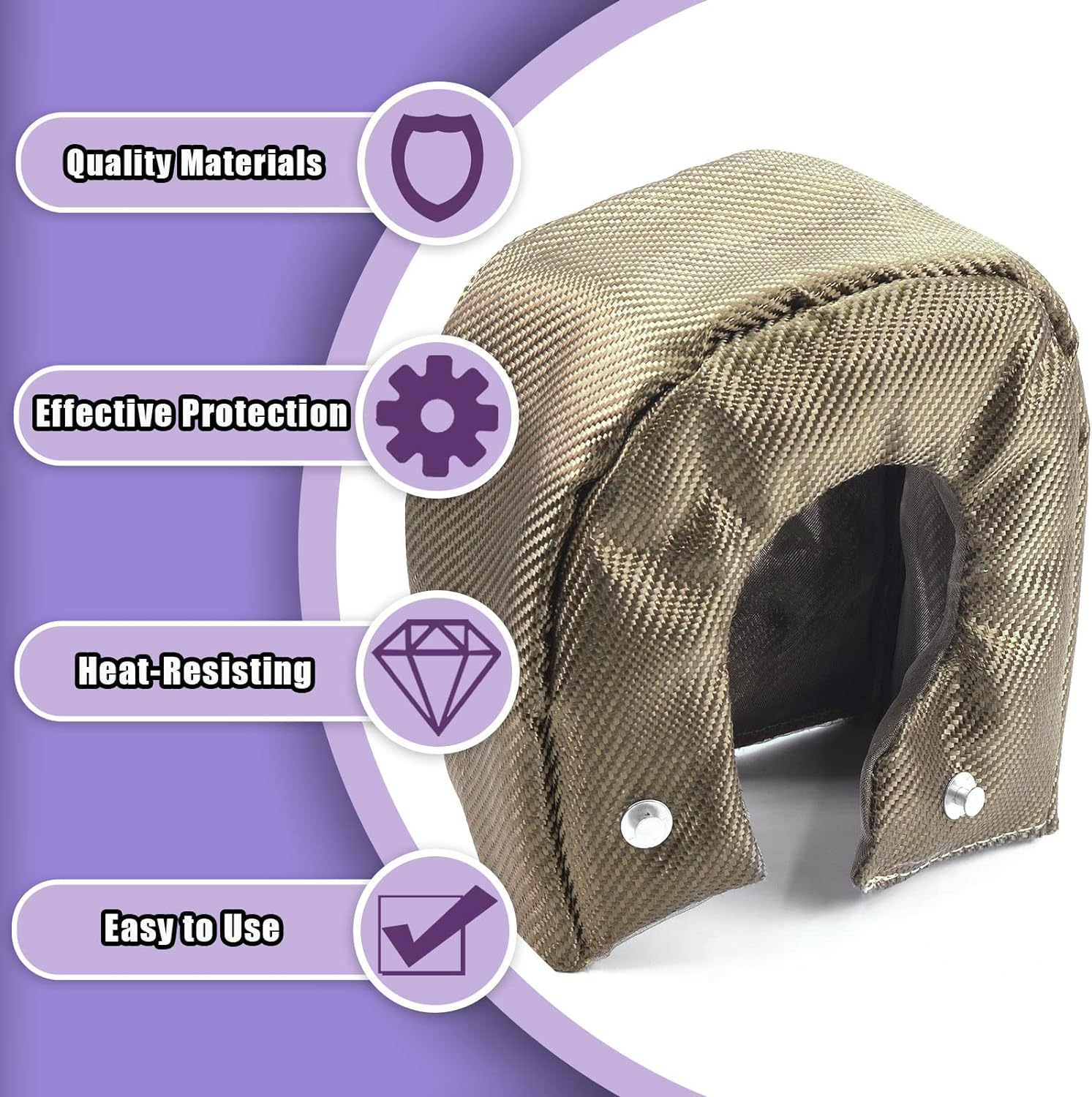 Swpeet 3Pcs T3 Titanium Turbo Heat Shield Blanket and Fastener Springs Assortment Kit, Charger Cover Wrap Heat Shield Barrier Fiber Turbo Blanket Turbocharger Cover Wrap image number 6