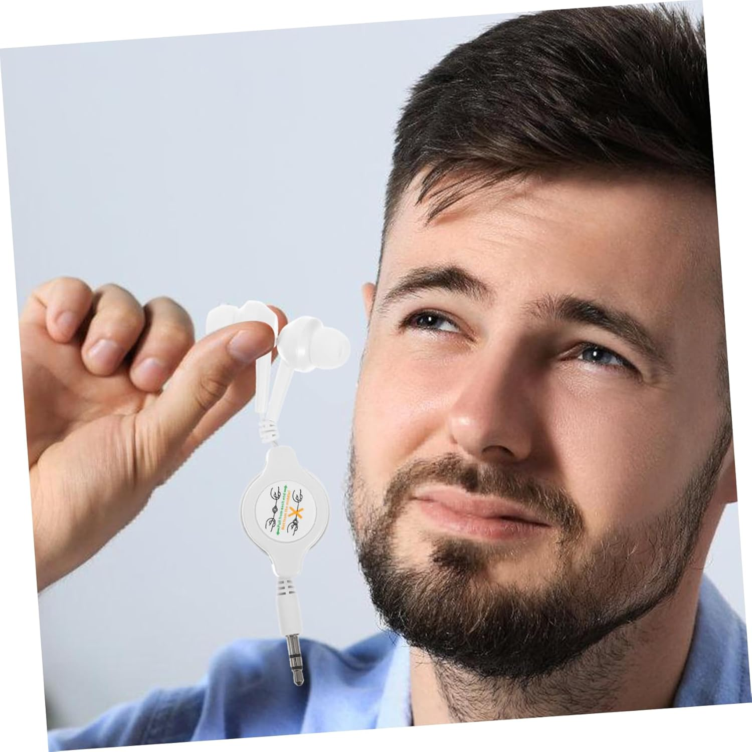 Operitacx Ear Headphones Retractable Lightweight with Jack Comfortable Cushions for Players CD Players and Smart Devices White image number 2