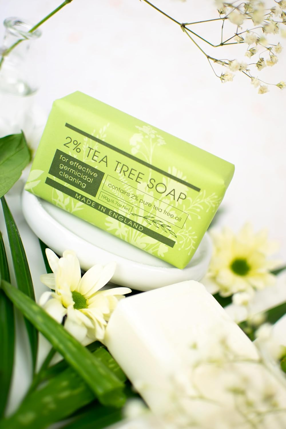 The English Soap Company Take Care Wrapped Soap Bar, 2% Tea Tree Soap Bar, Moisturising and Soothing Soap Bar Soap Bar for Hands and Body, Tea Tree Scent 190G image number 5